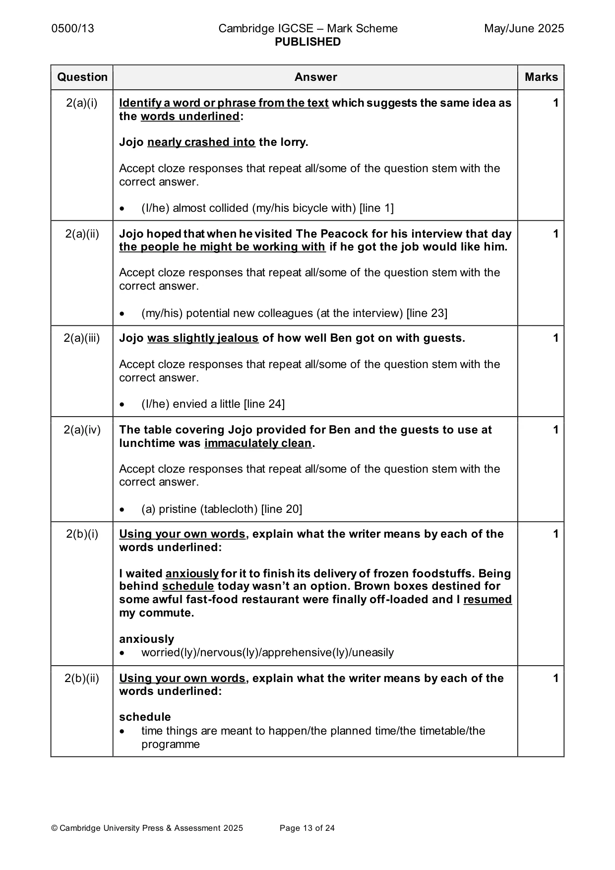 Mark scheme, page 13 of 24