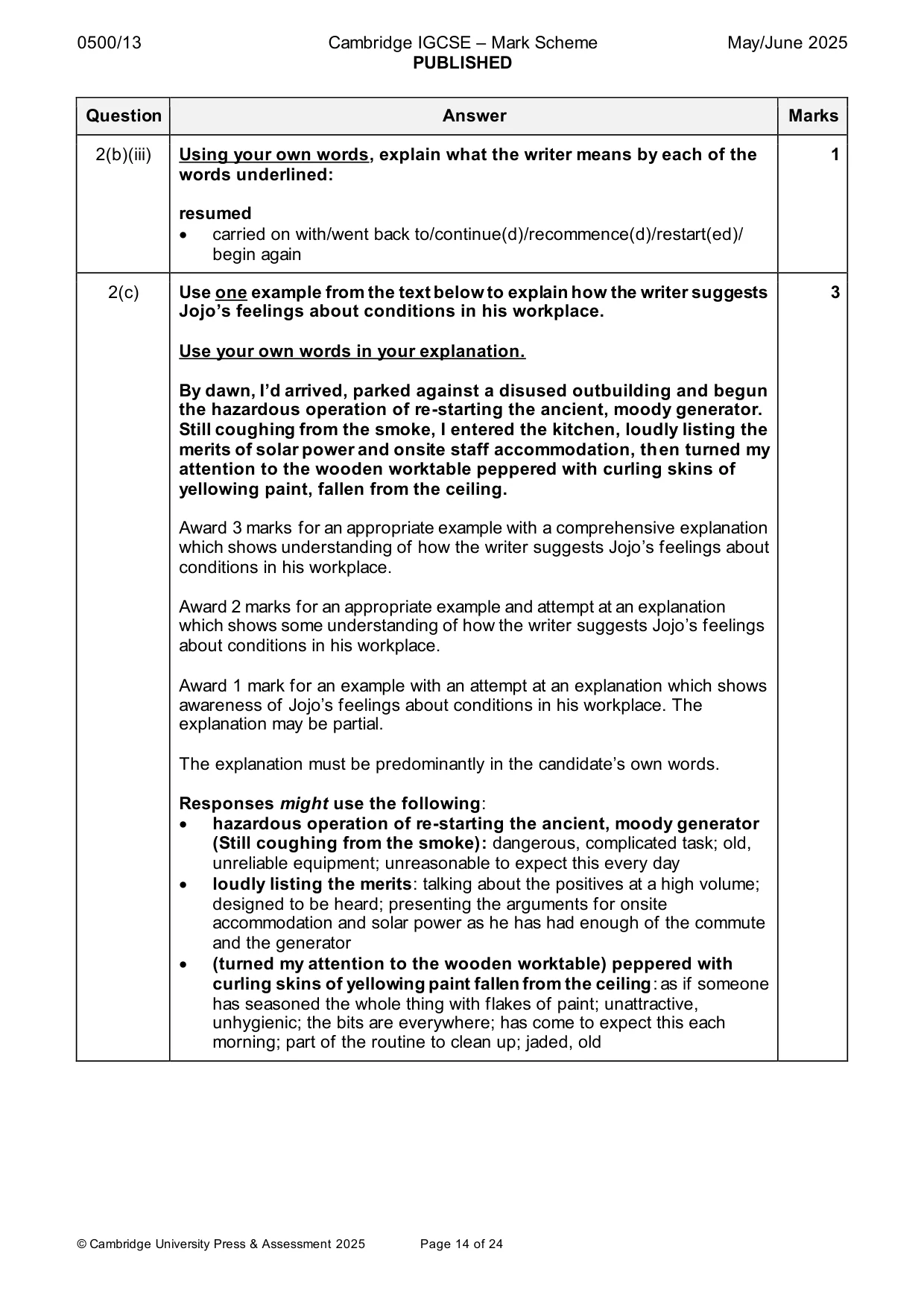 Mark scheme, page 14 of 24