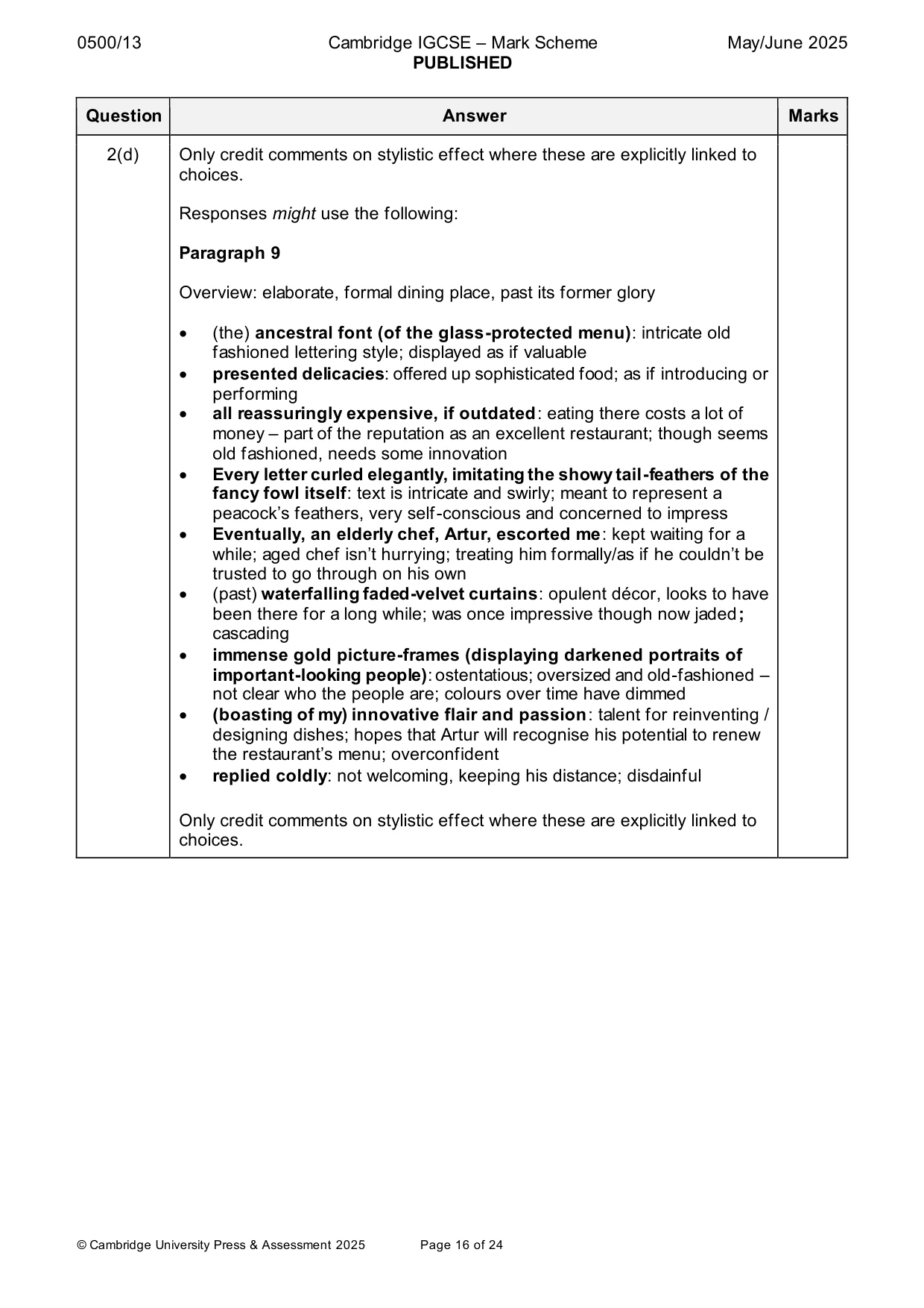 Mark scheme, page 16 of 24