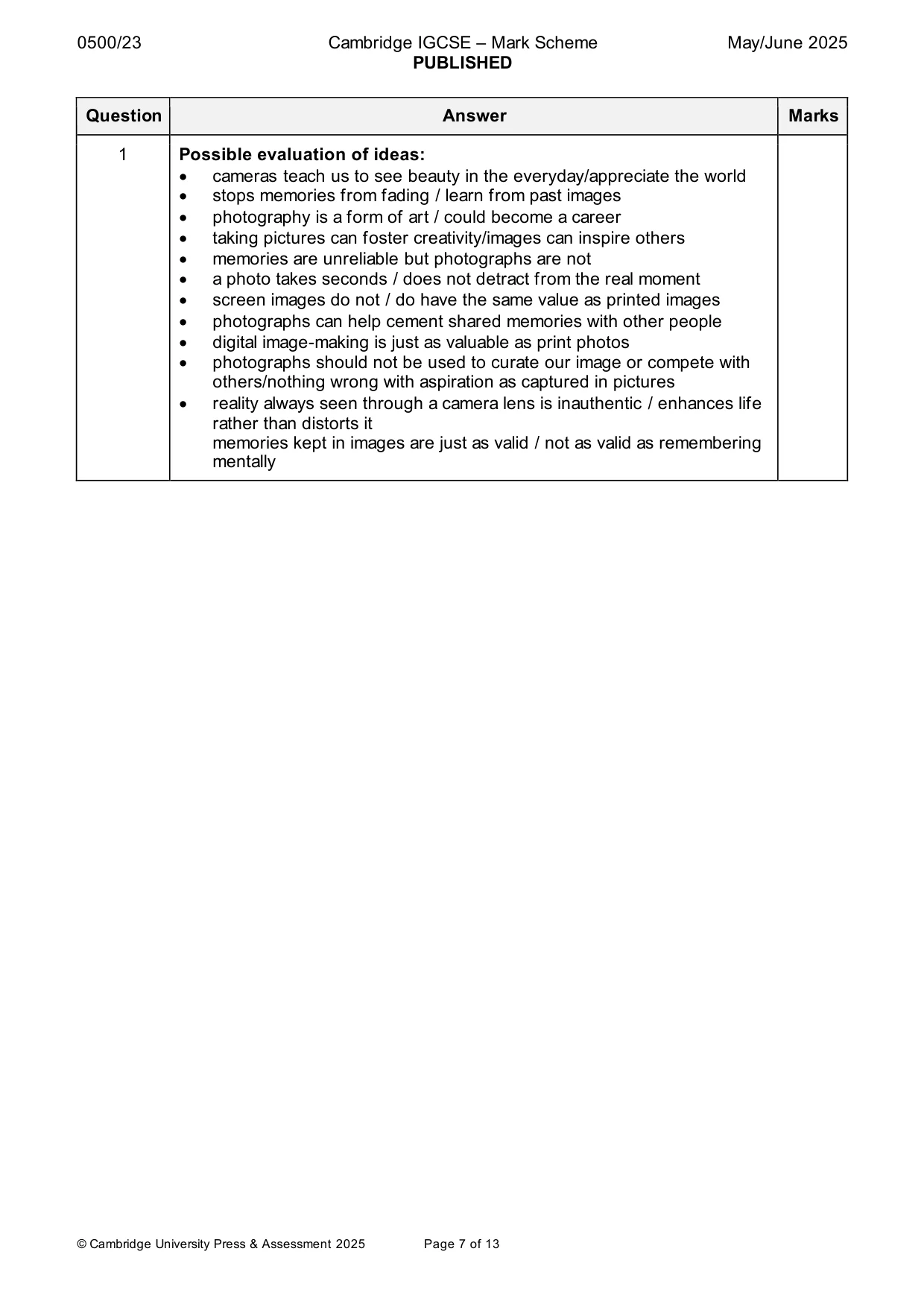 Mark scheme, page 7 of 13