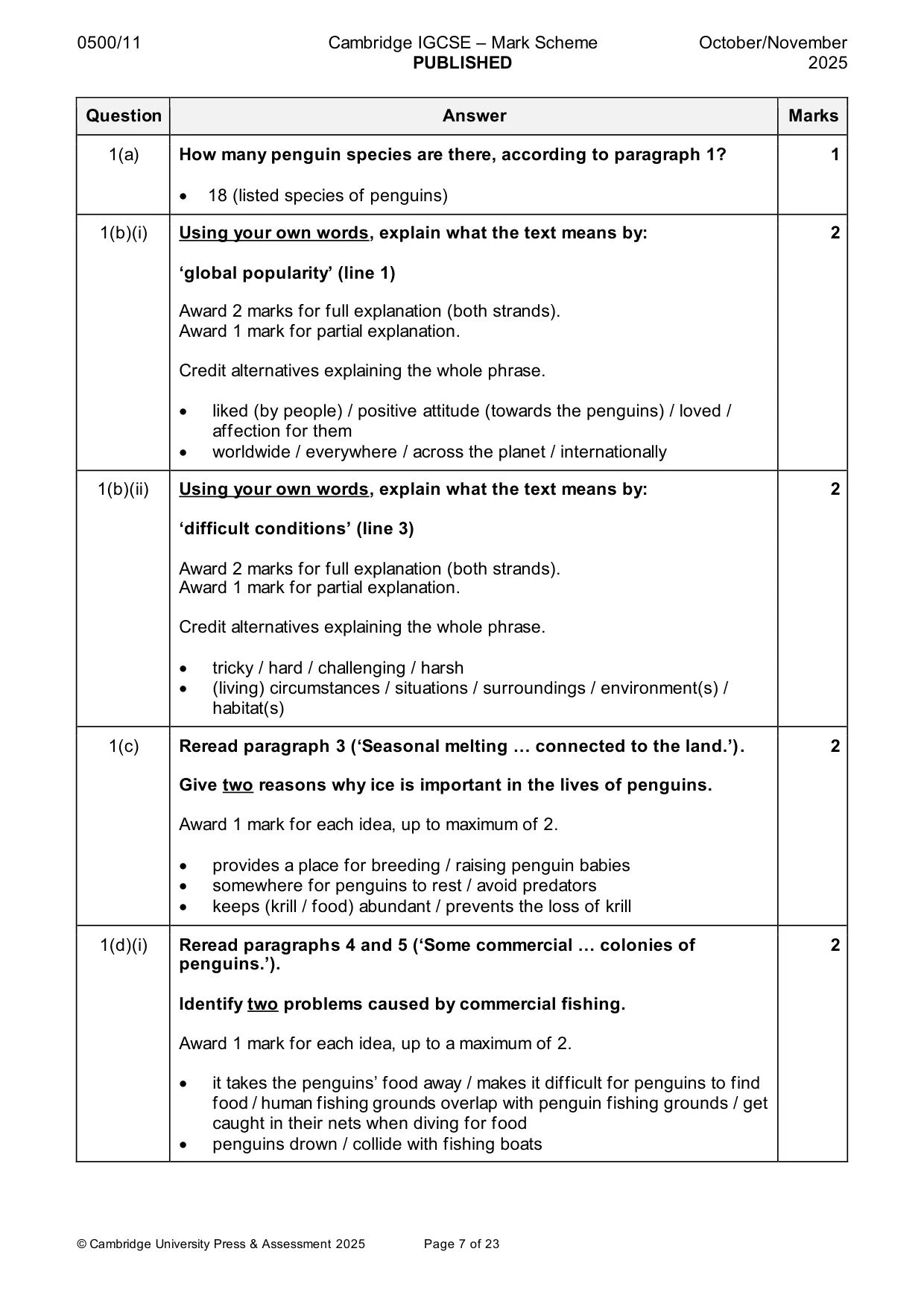 Mark scheme, page 7 of 23