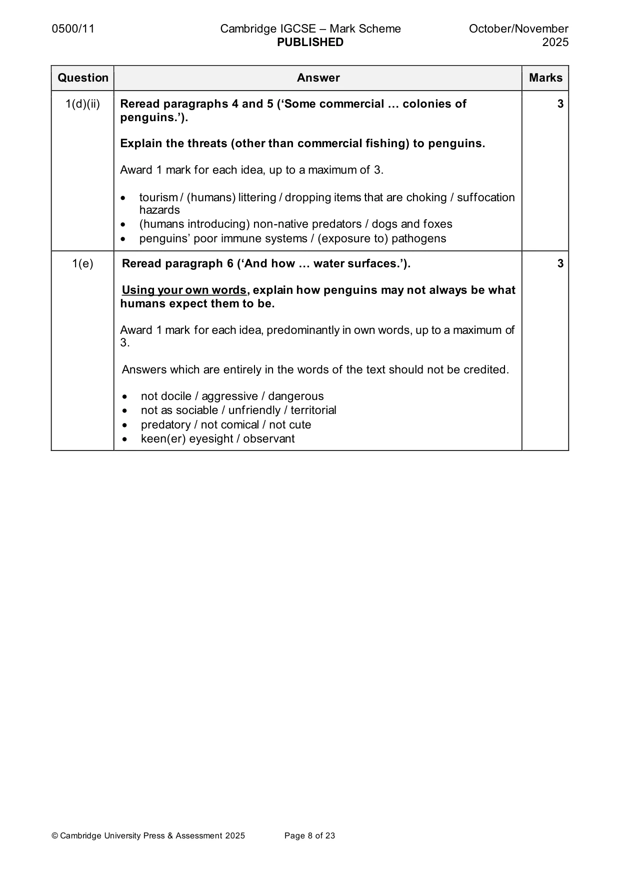 Mark scheme, page 8 of 23