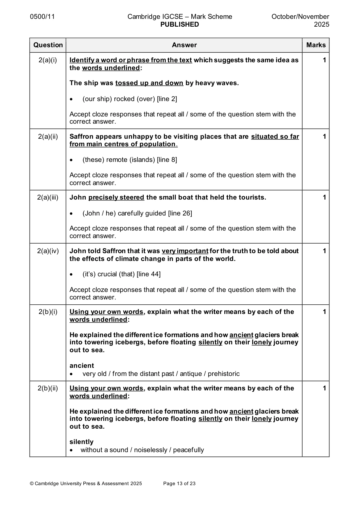 Mark scheme, page 13 of 23