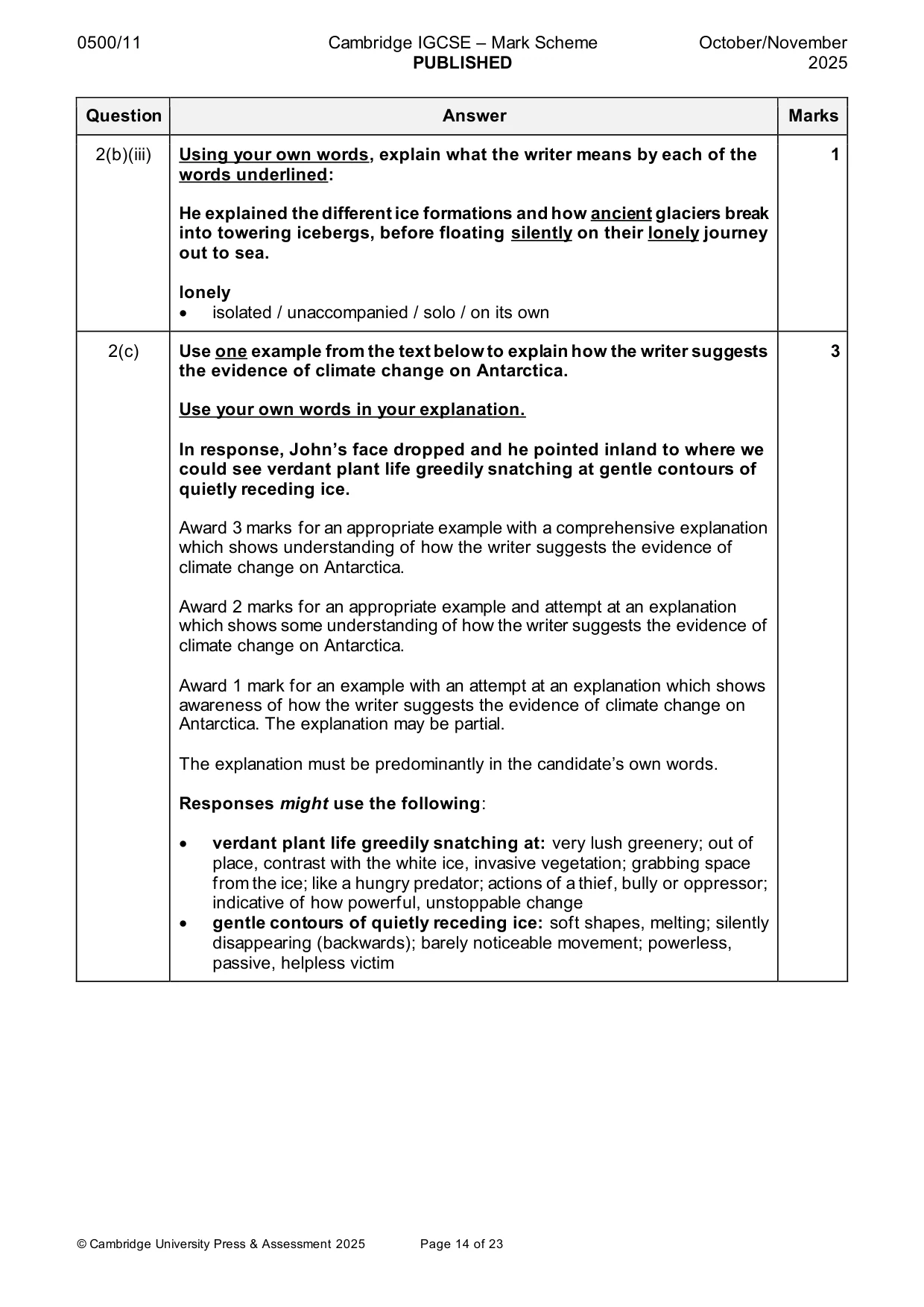 Mark scheme, page 14 of 23
