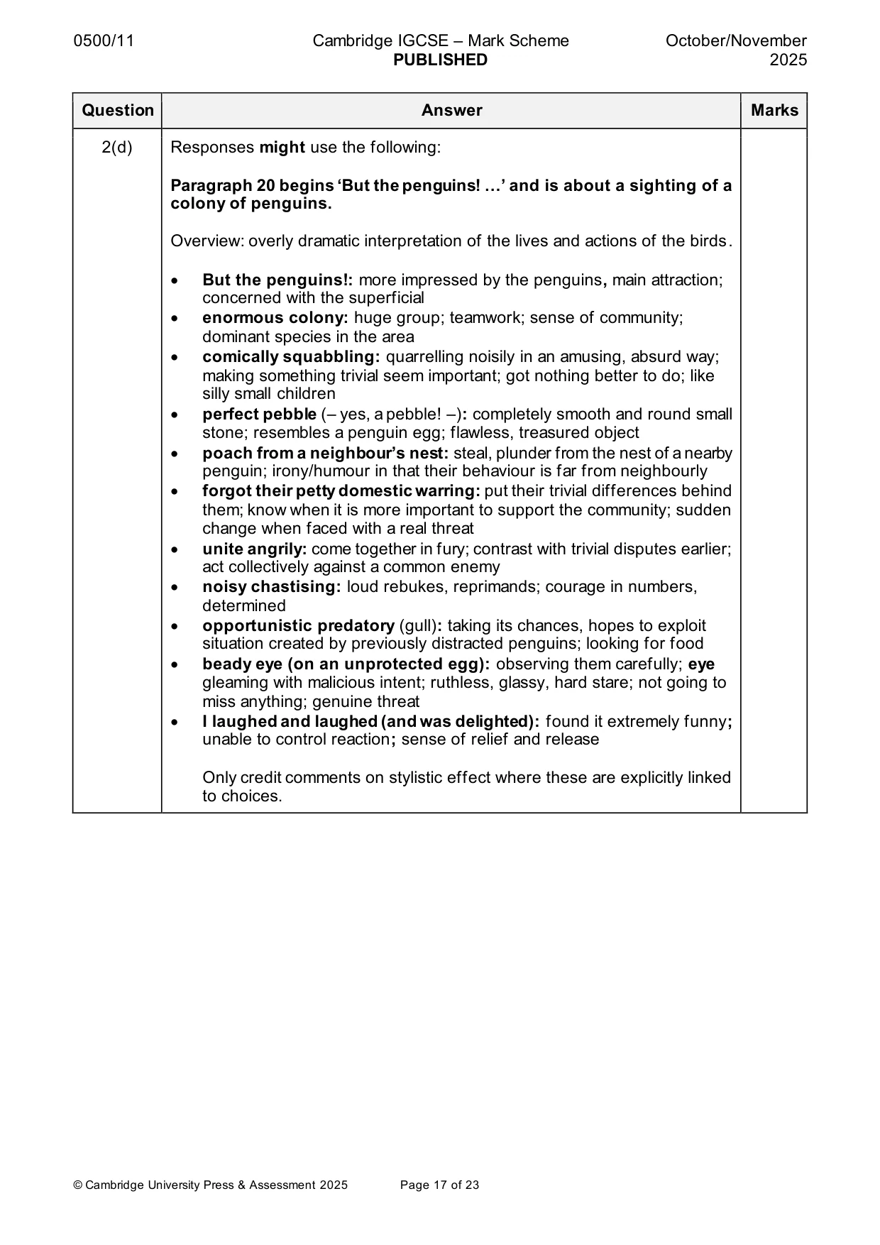 Mark scheme, page 17 of 23