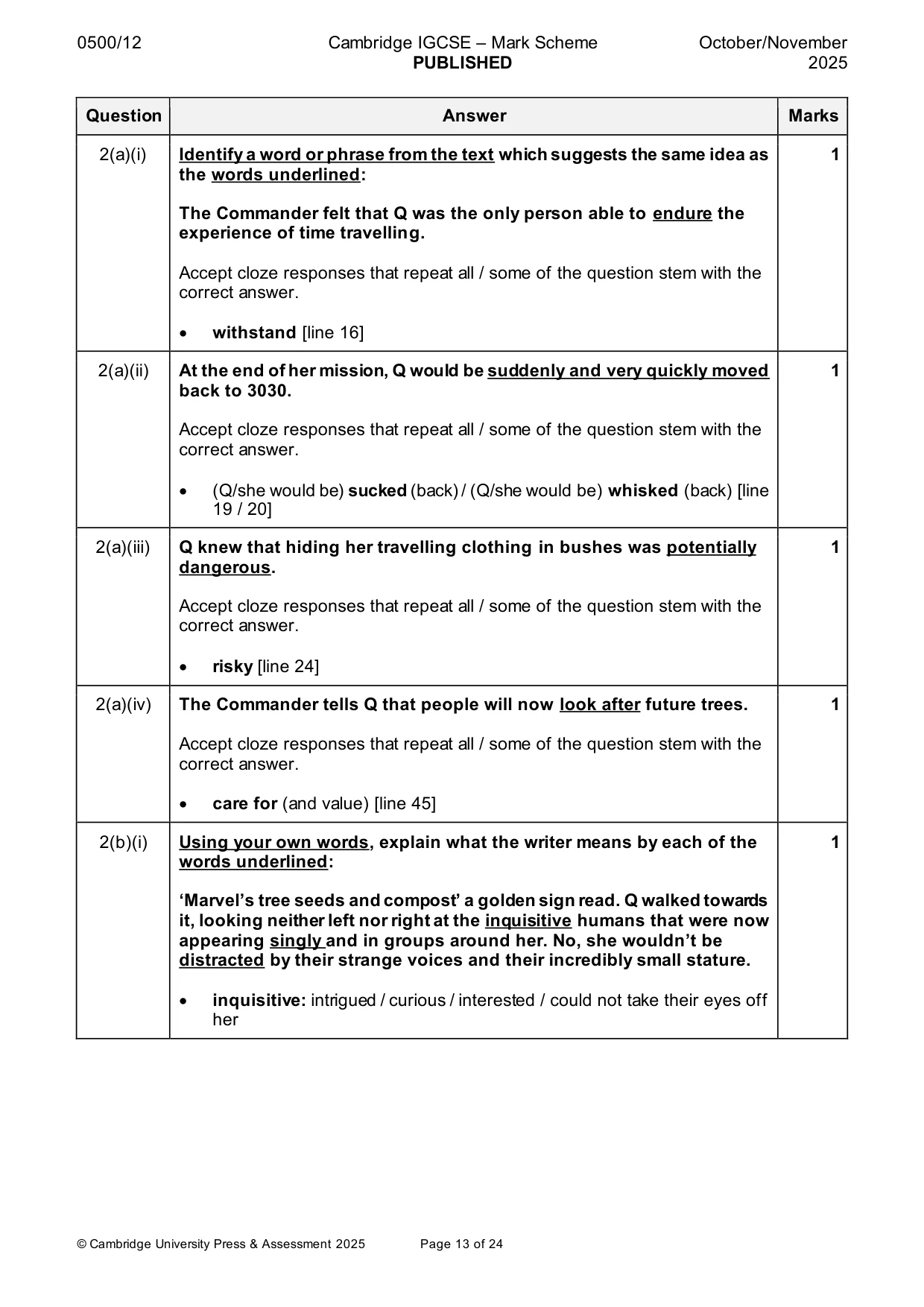 Mark scheme, page 13 of 24