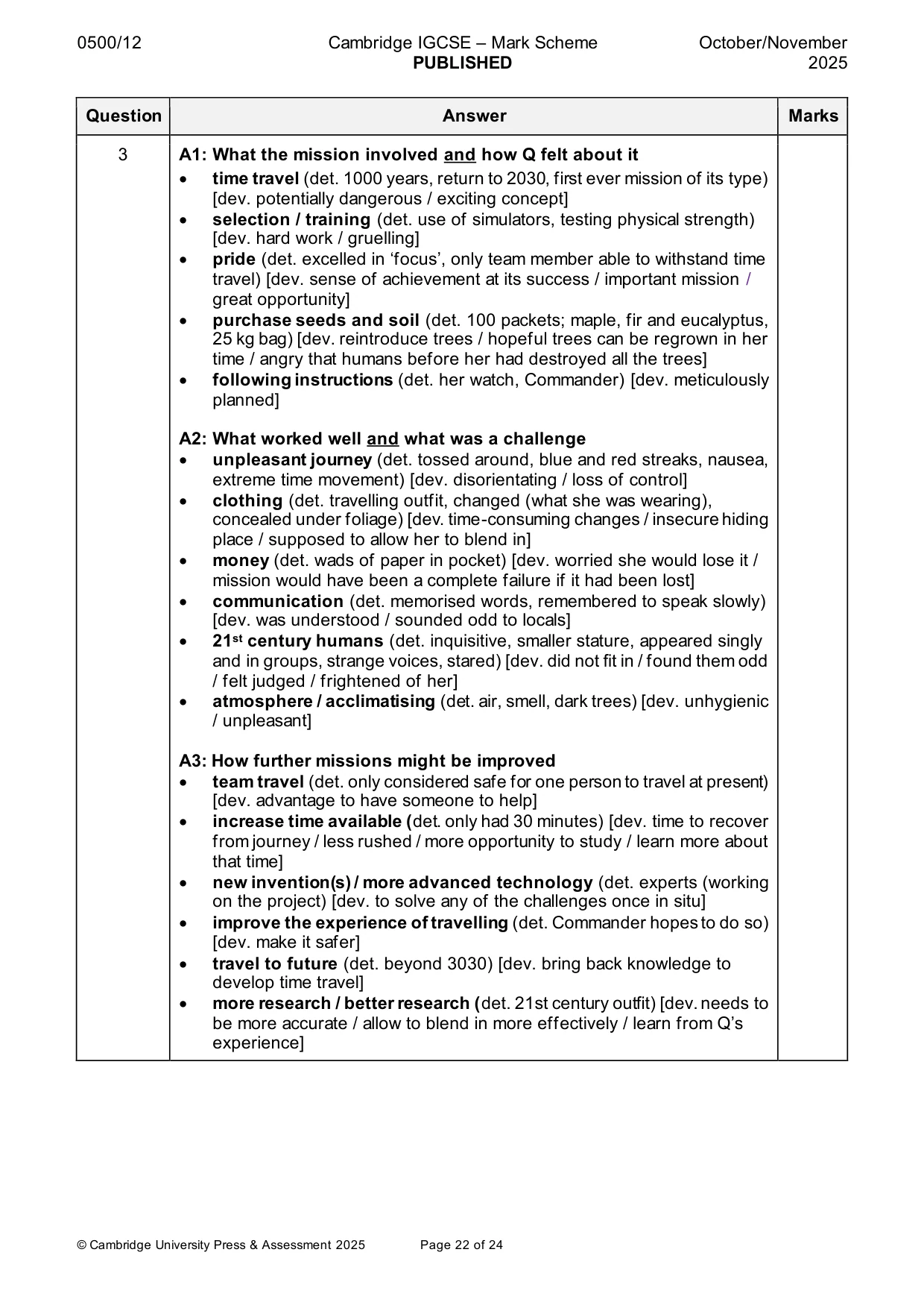 Mark scheme, page 22 of 24