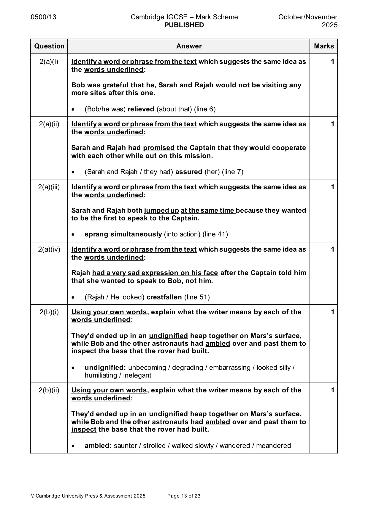 Mark scheme, page 13 of 23