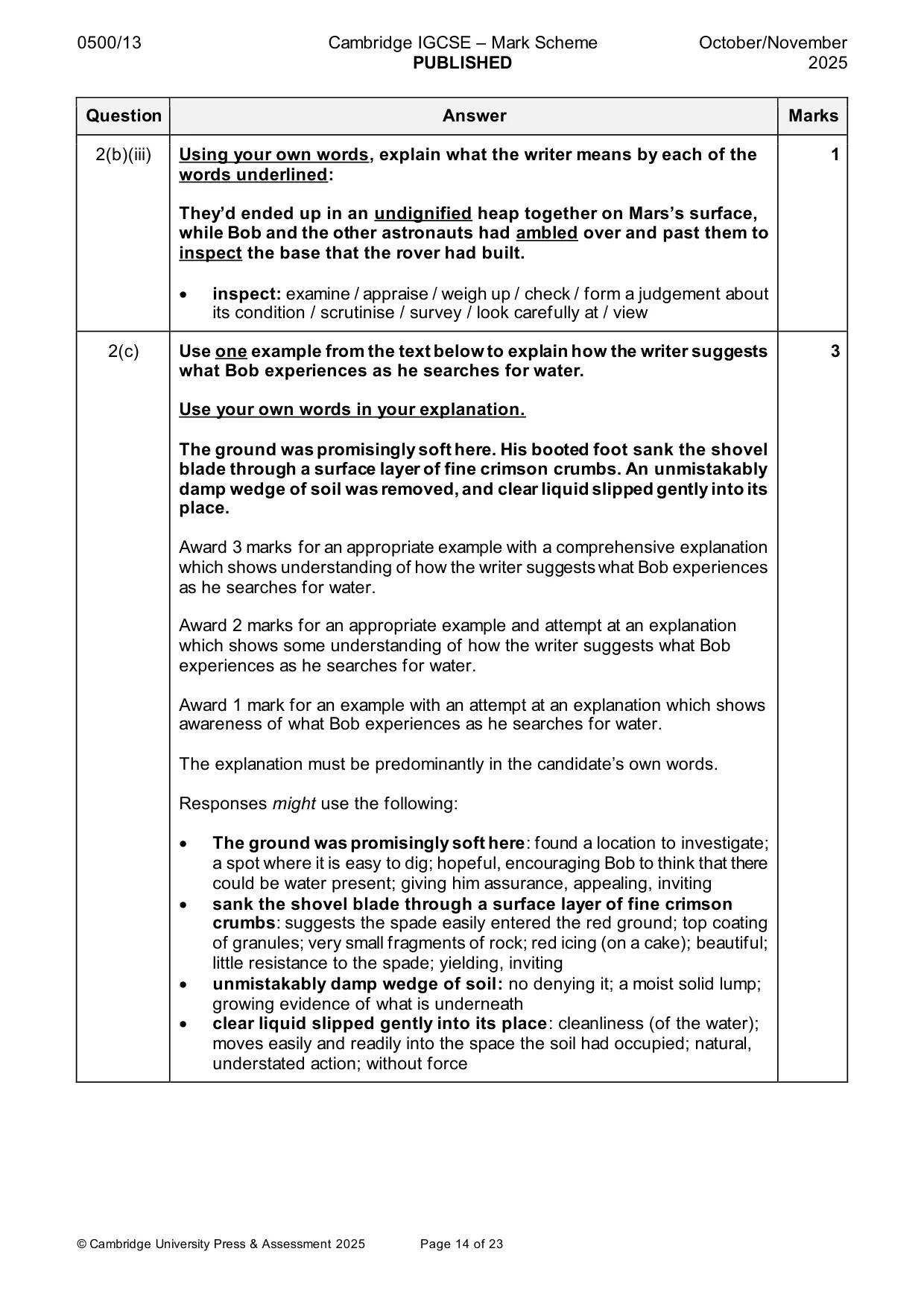 Mark scheme, page 14 of 23