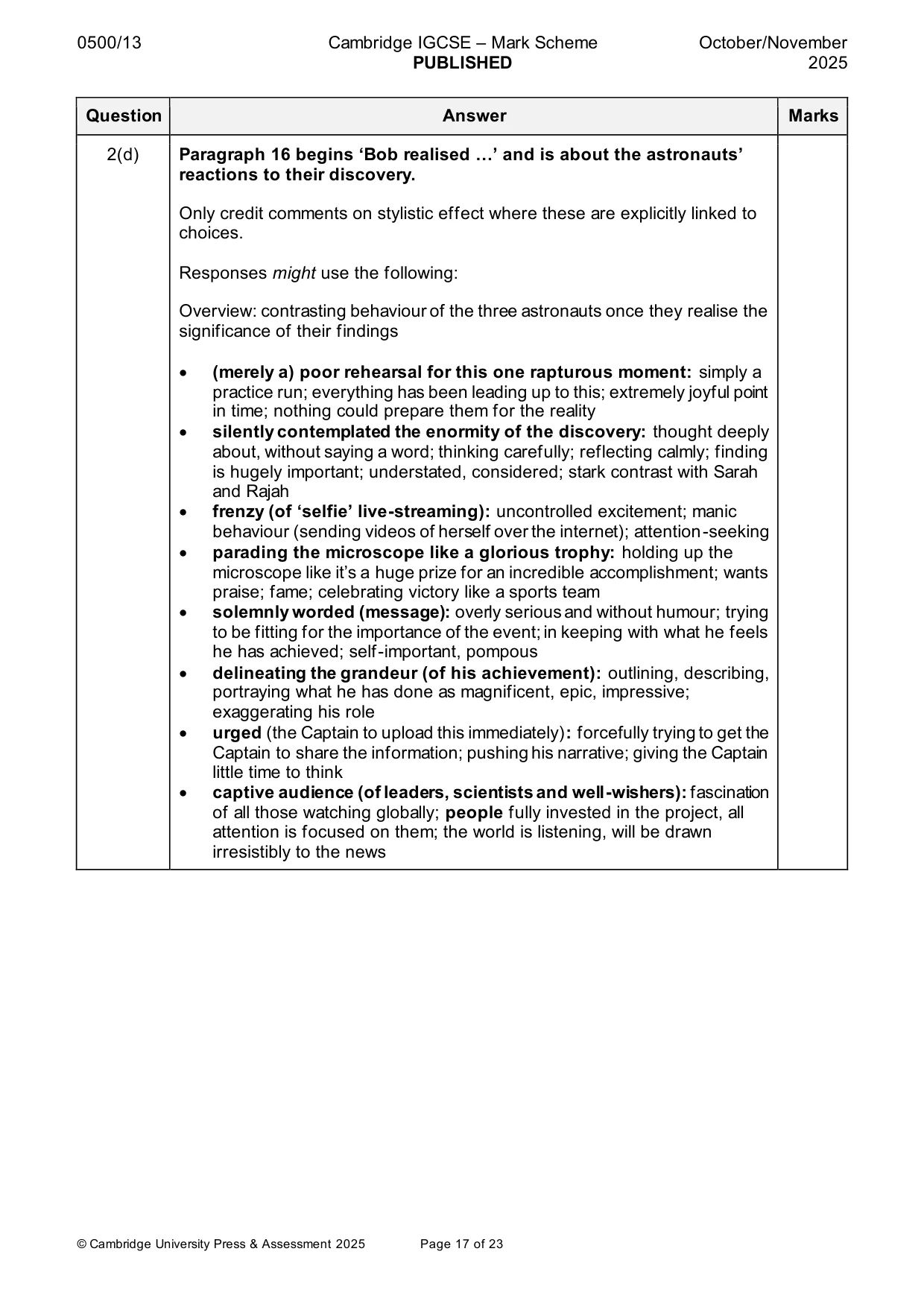 Mark scheme, page 17 of 23
