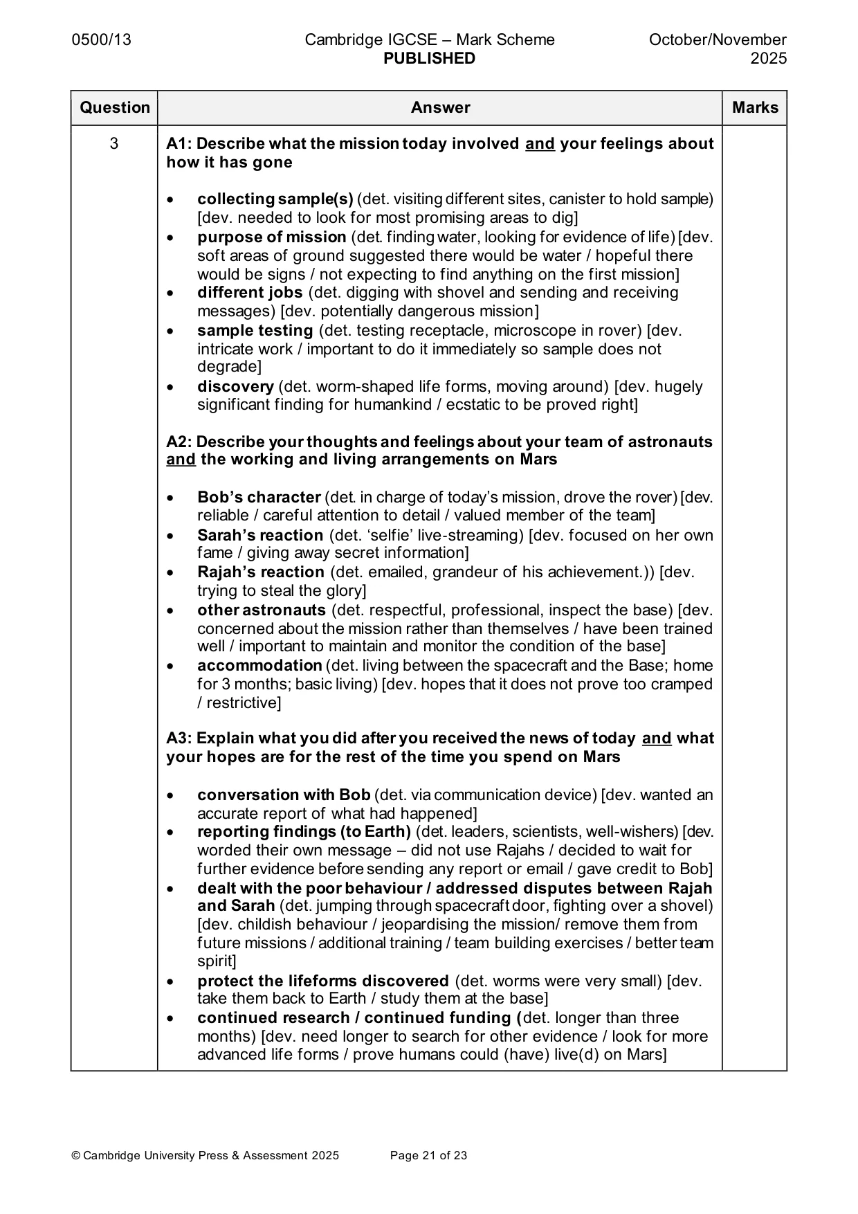 Mark scheme, page 21 of 23