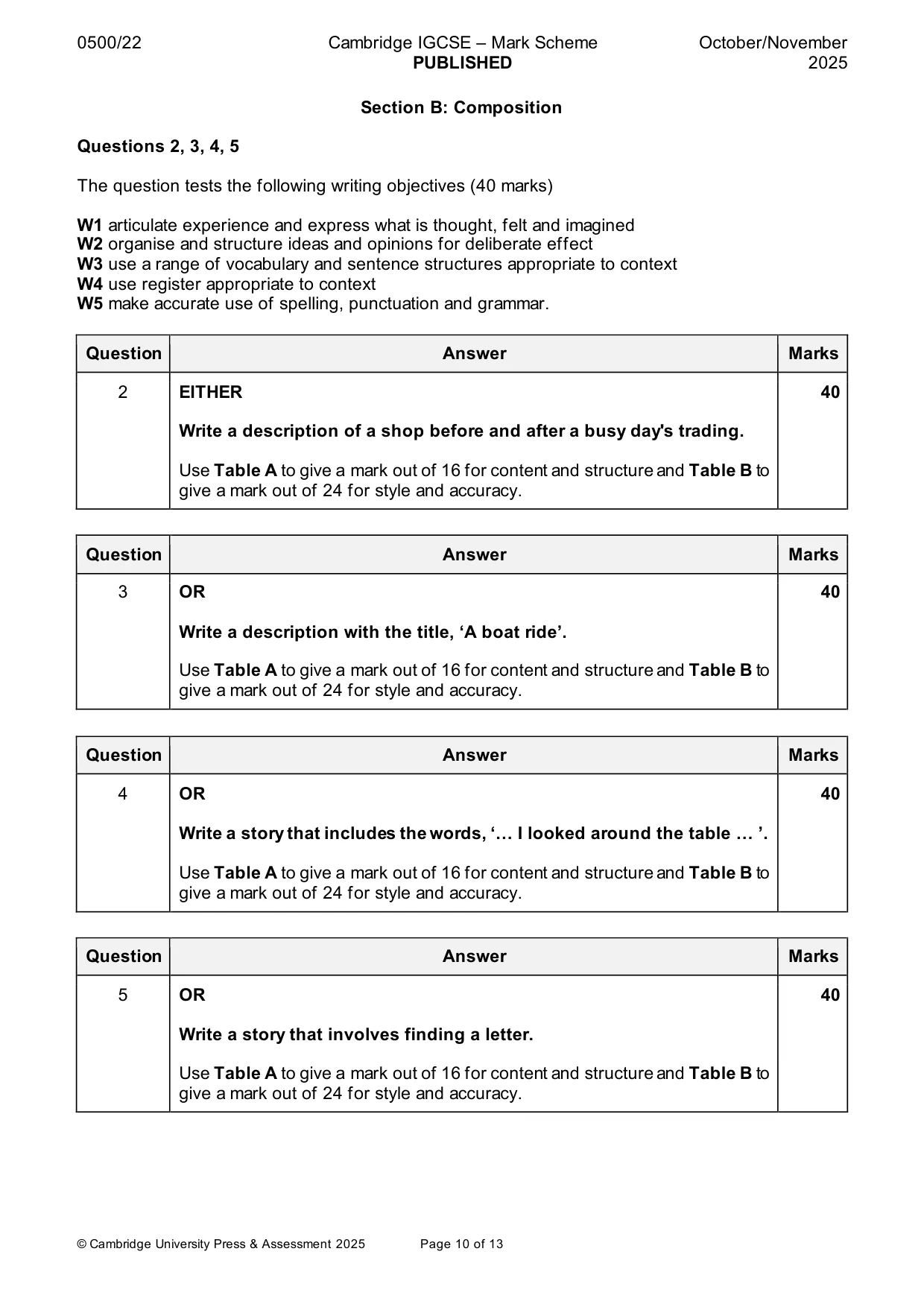 Mark scheme, page 10 of 13