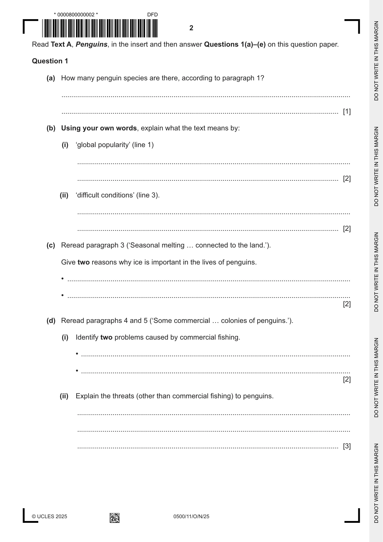 Cambridge IGCSE English - First Language 0500 2025 Oct/Nov Paper 1 · Variant 1 question paper, page 2 of 16