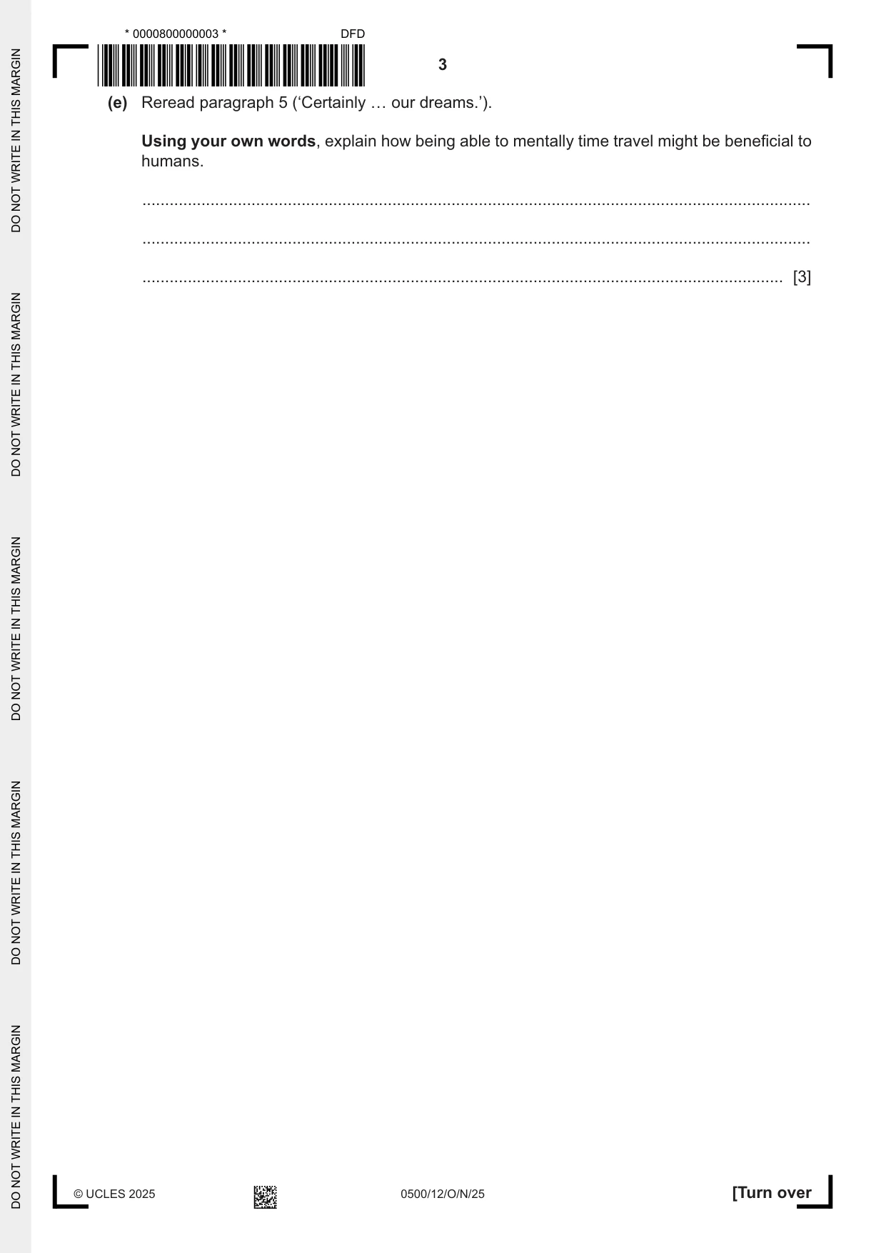 Cambridge IGCSE English - First Language 0500 2025 Oct/Nov Paper 1 · Variant 2 question paper, page 3 of 16