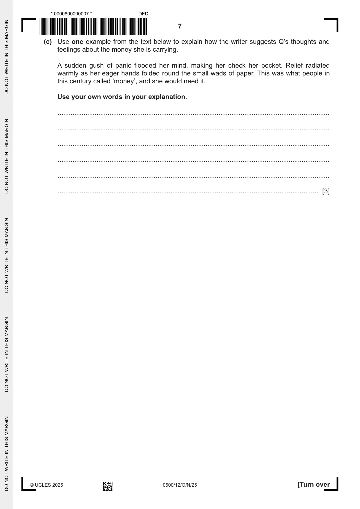 Cambridge IGCSE English - First Language 0500 2025 Oct/Nov Paper 1 · Variant 2 question paper, page 7 of 16
