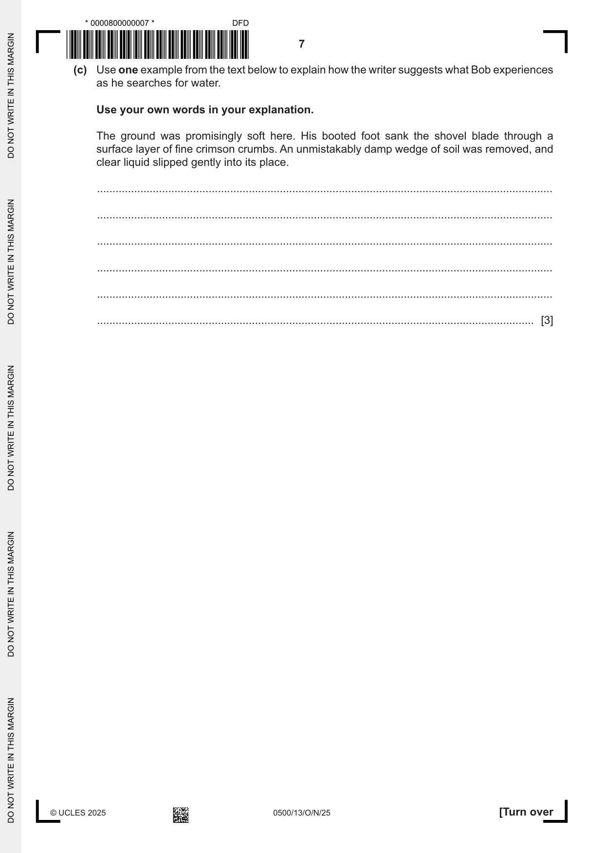 Cambridge IGCSE English - First Language 0500 2025 Oct/Nov Paper 1 · Variant 3 question paper, page 7 of 16