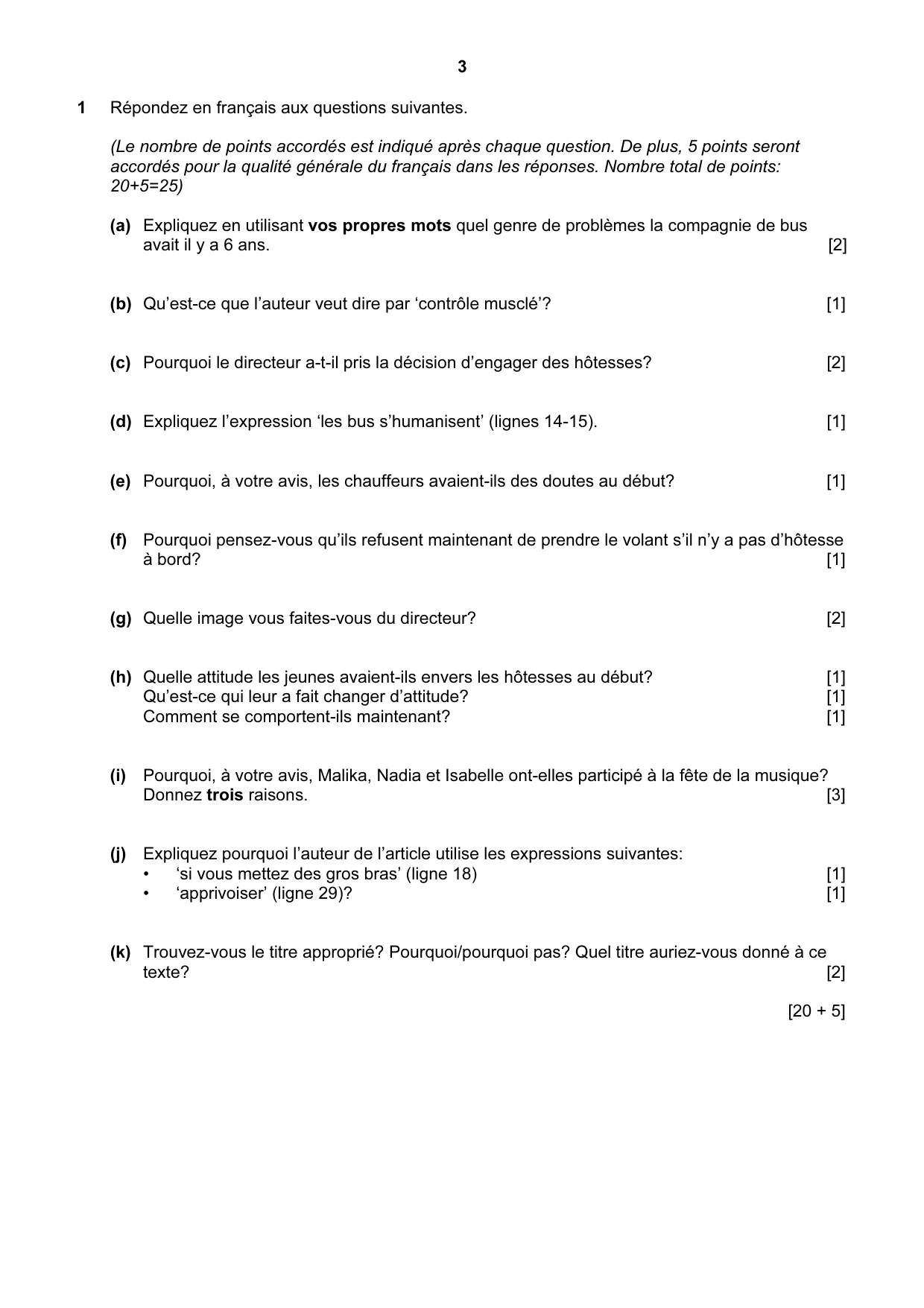 Cambridge IGCSE French - First Language 0501 2007 May/June Paper 1 · Variant 1 question paper, page 3 of 4