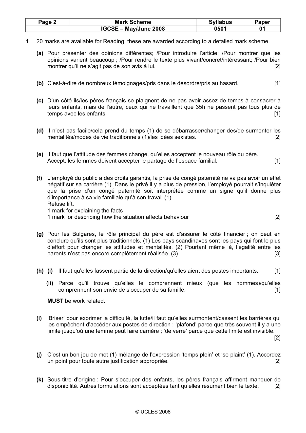 Mark scheme, page 2 of 4