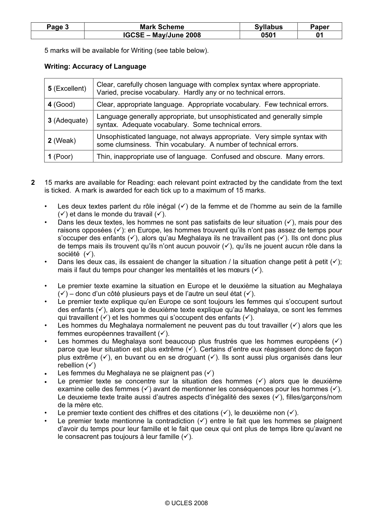 Mark scheme, page 3 of 4