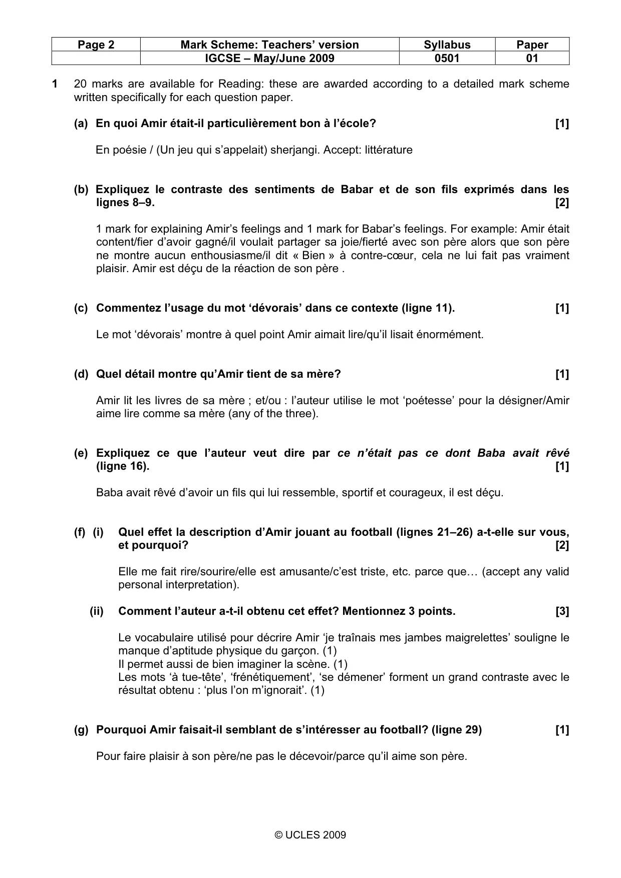 Mark scheme, page 2 of 4