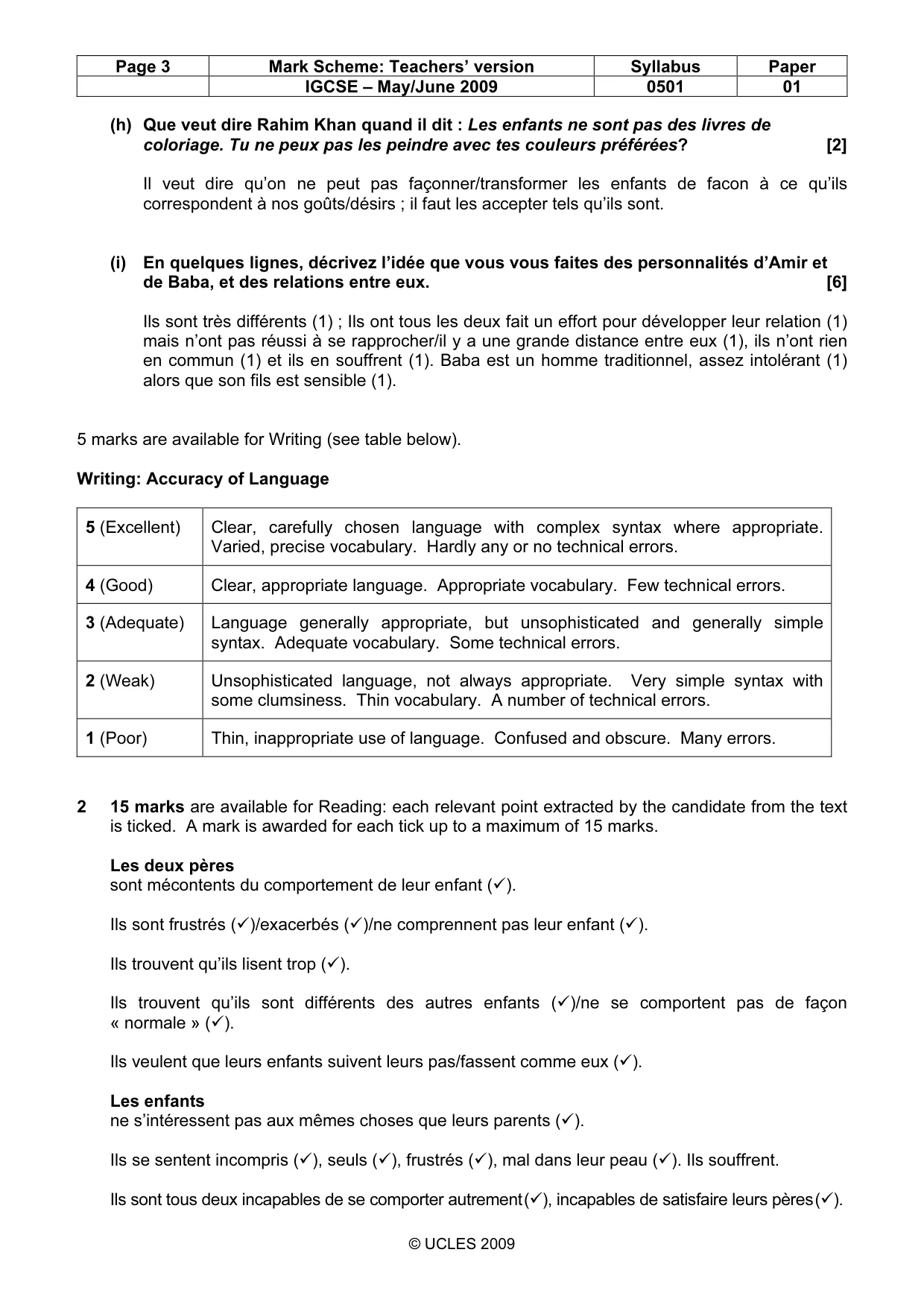 Mark scheme, page 3 of 4