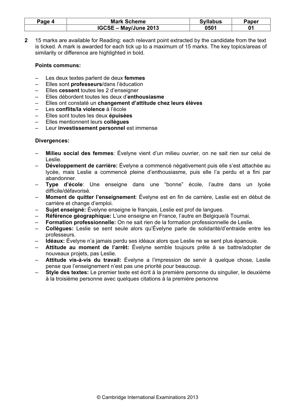 Mark scheme, page 4 of 5