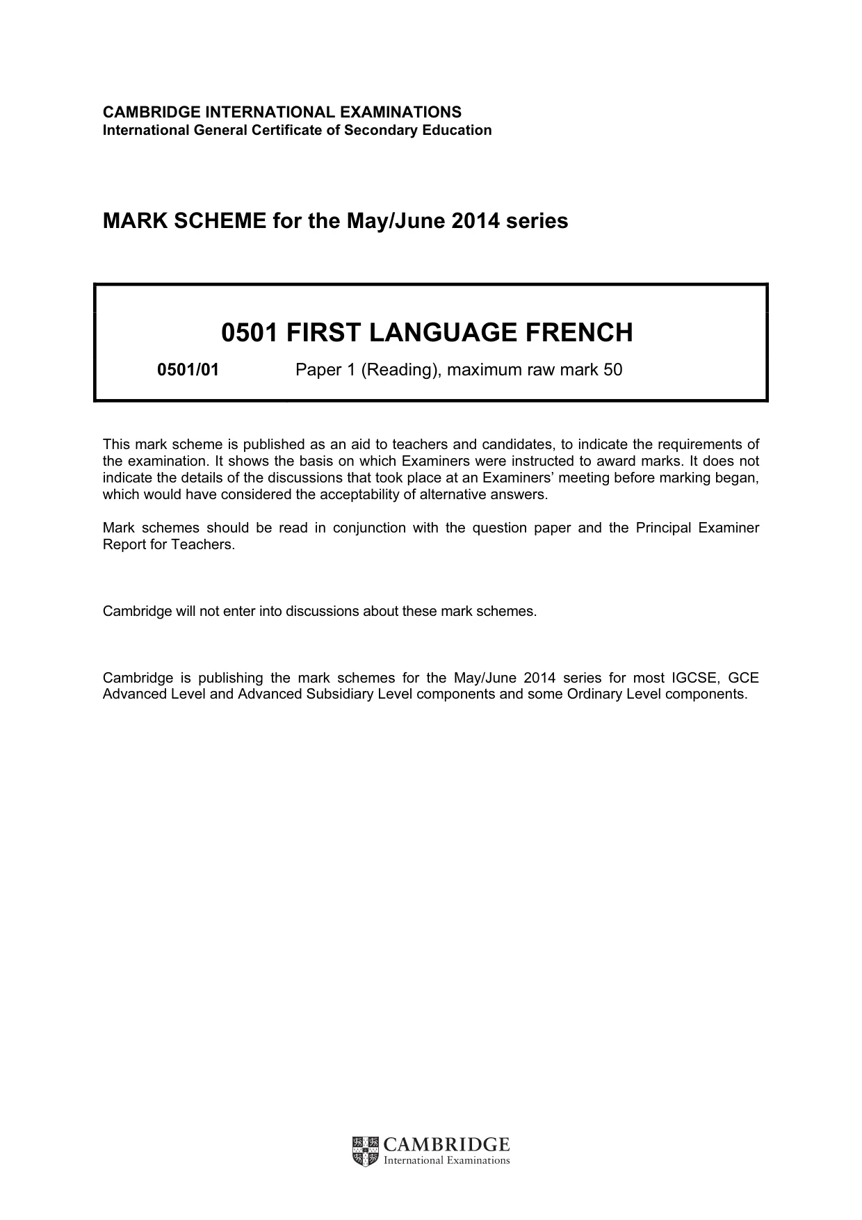 Mark scheme, page 1 of 8