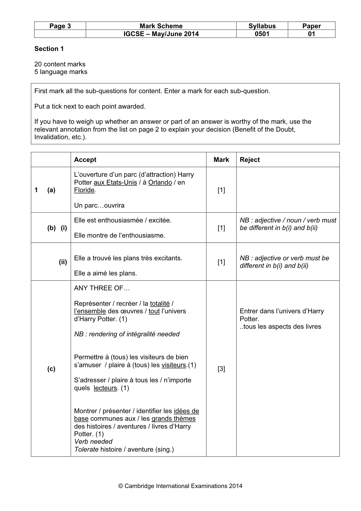 Mark scheme, page 3 of 8