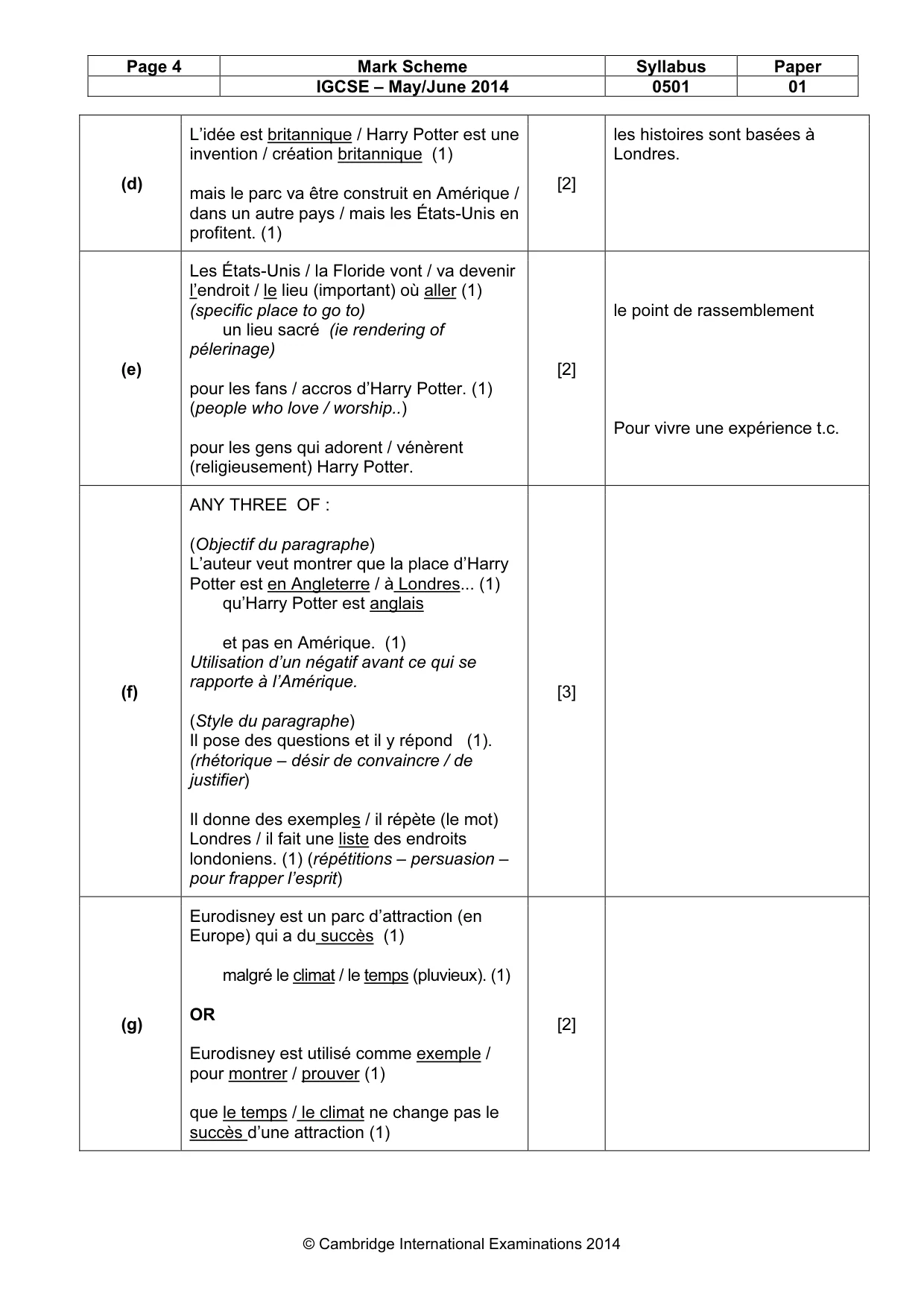 Mark scheme, page 4 of 8