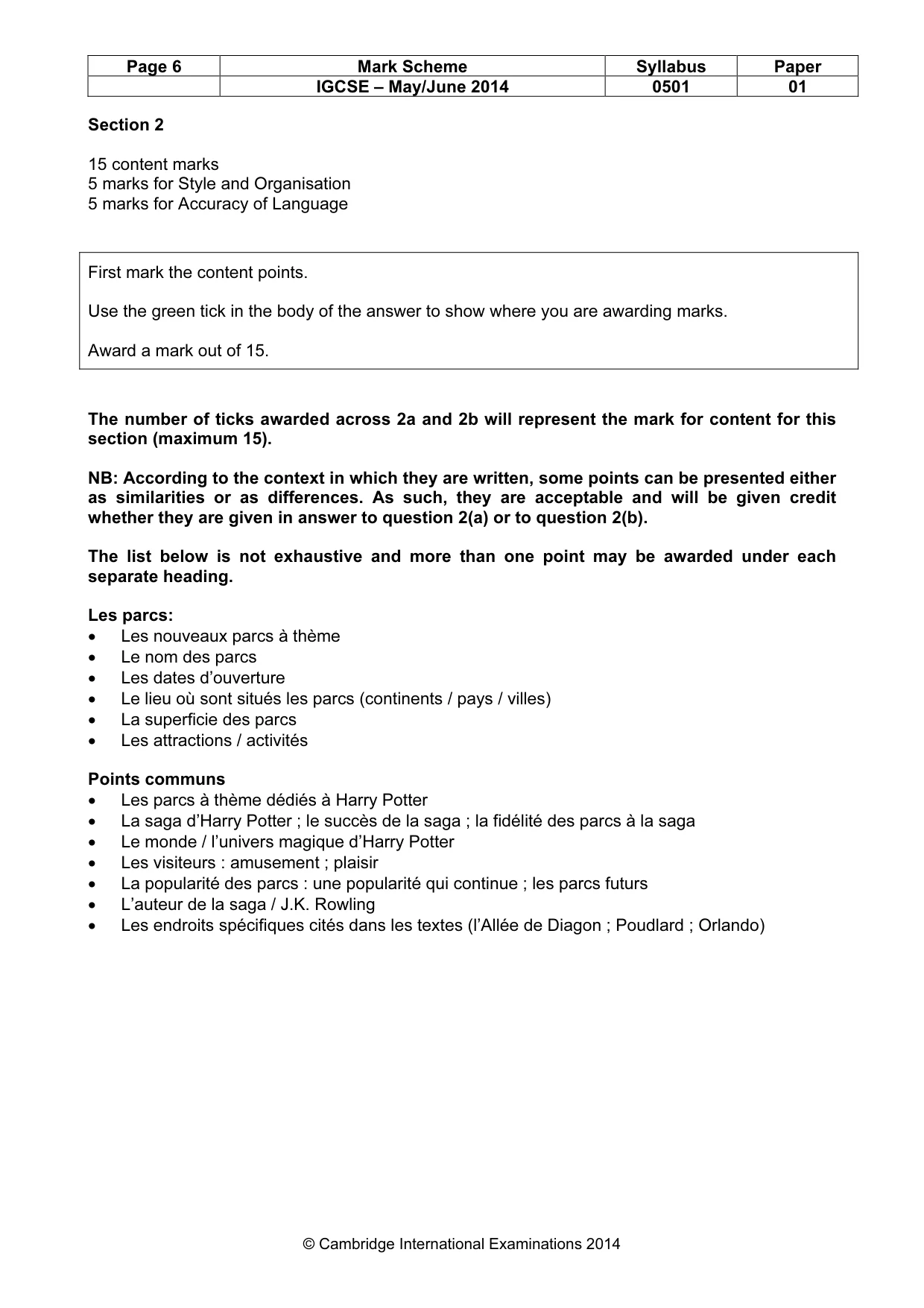 Mark scheme, page 6 of 8