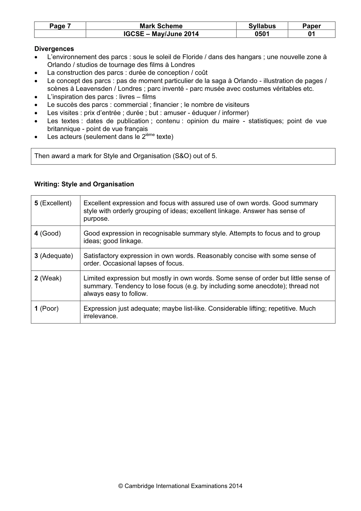 Mark scheme, page 7 of 8