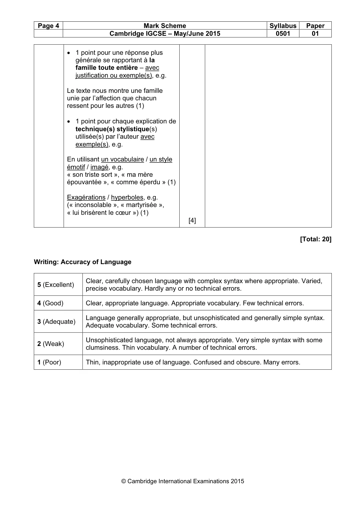 Mark scheme, page 4 of 7