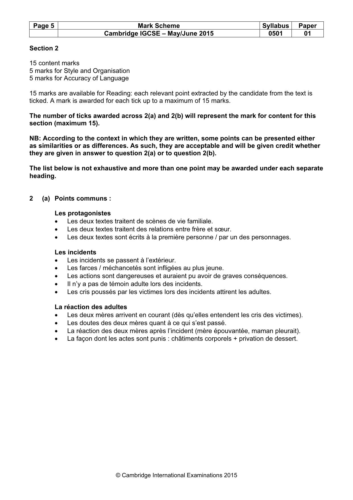 Mark scheme, page 5 of 7