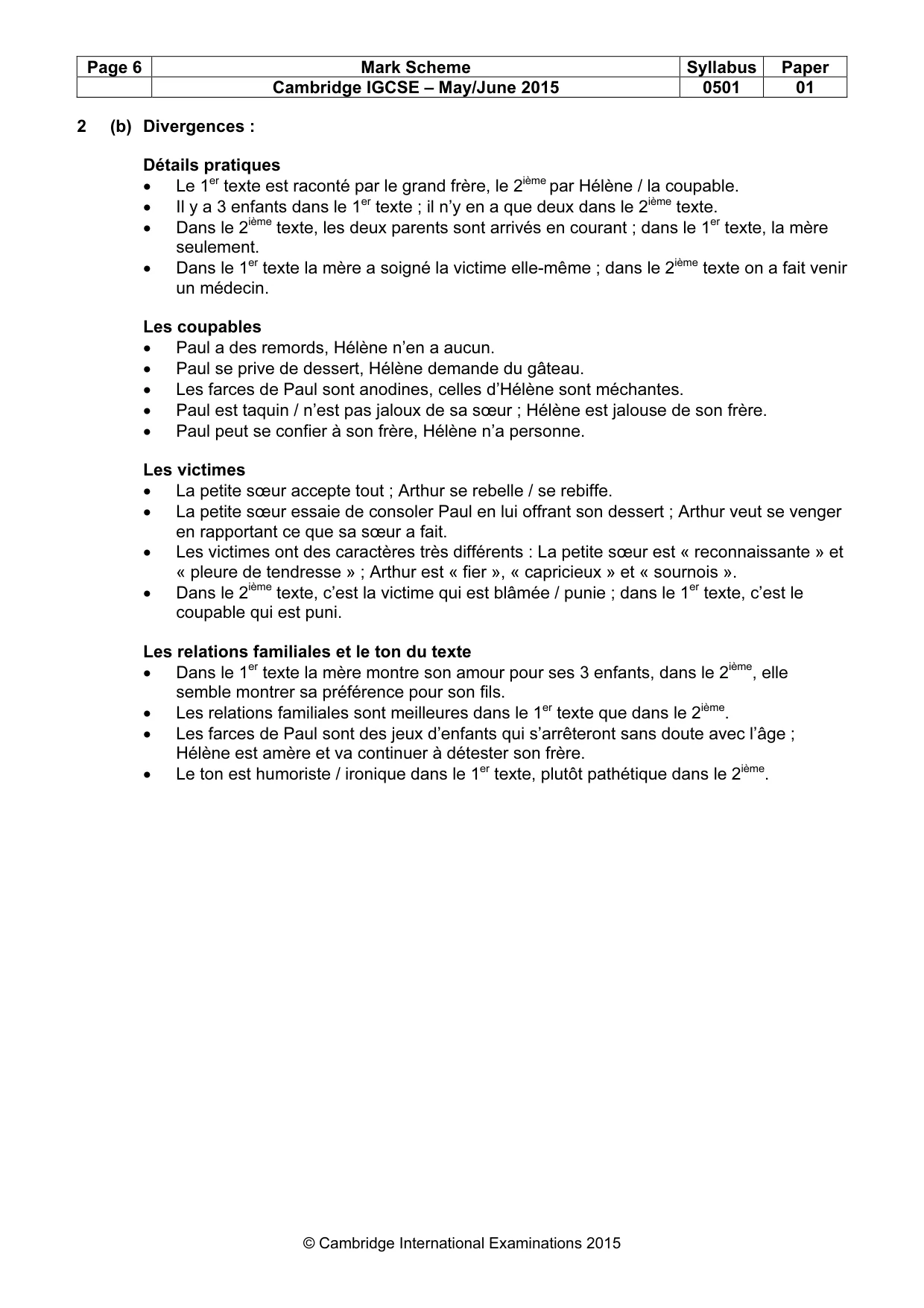 Mark scheme, page 6 of 7