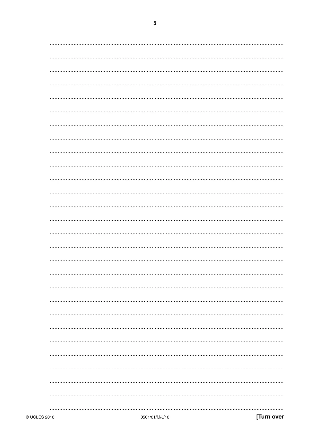 Cambridge IGCSE French - First Language 0501 2016 May/June Paper 1 · Variant 0 question paper, page 5 of 8