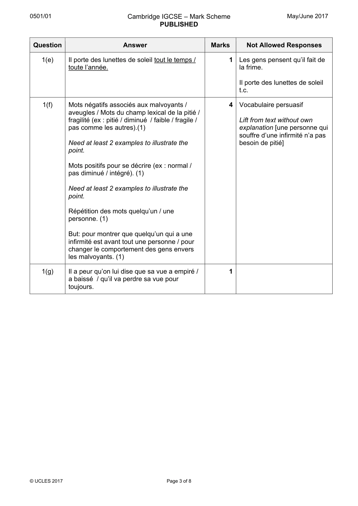 Mark scheme, page 3 of 8
