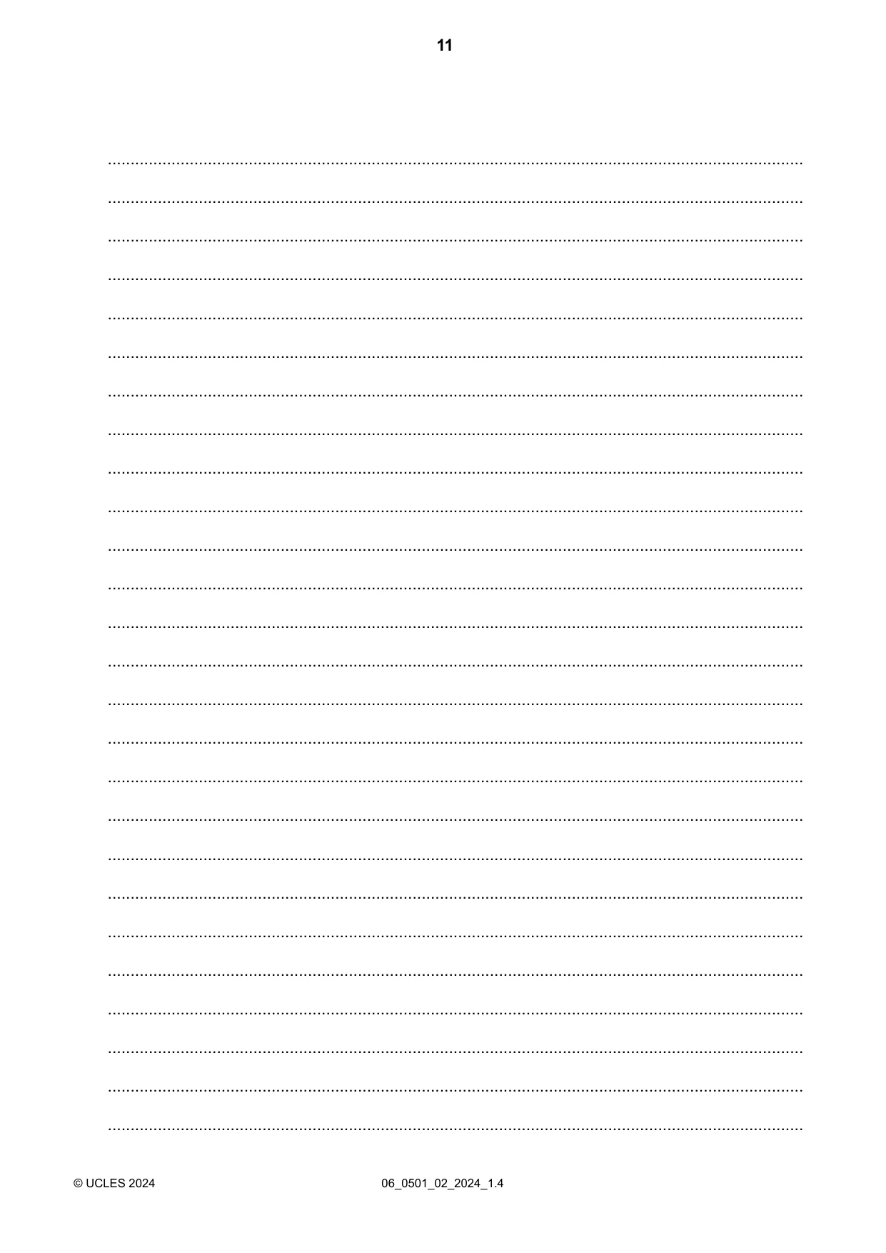 Cambridge IGCSE French - First Language 0501 2024 May/June Paper 2 · Variant 0 question paper, page 11 of 12