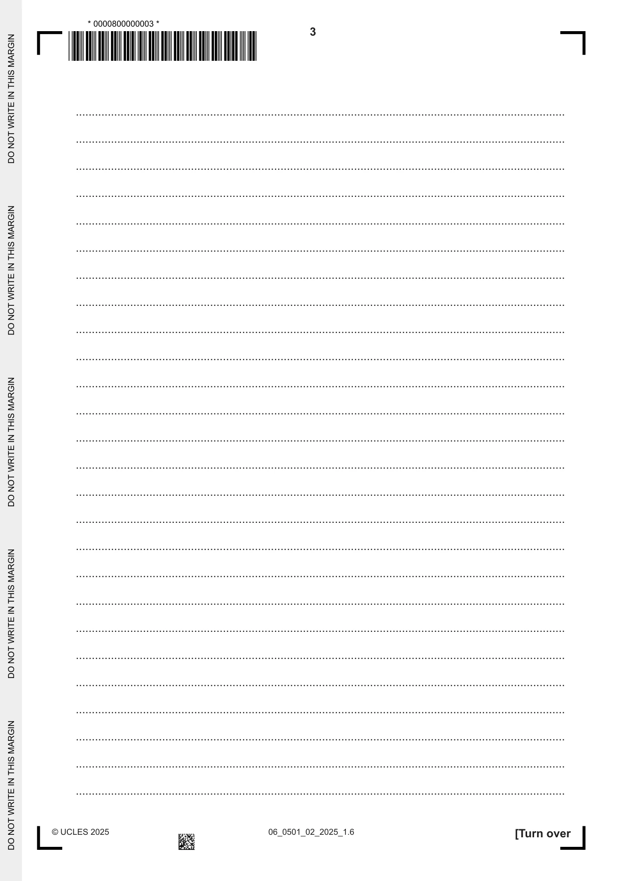 Cambridge IGCSE French - First Language 0501 2025 May/June Paper 2 · Variant 0 question paper, page 3 of 12