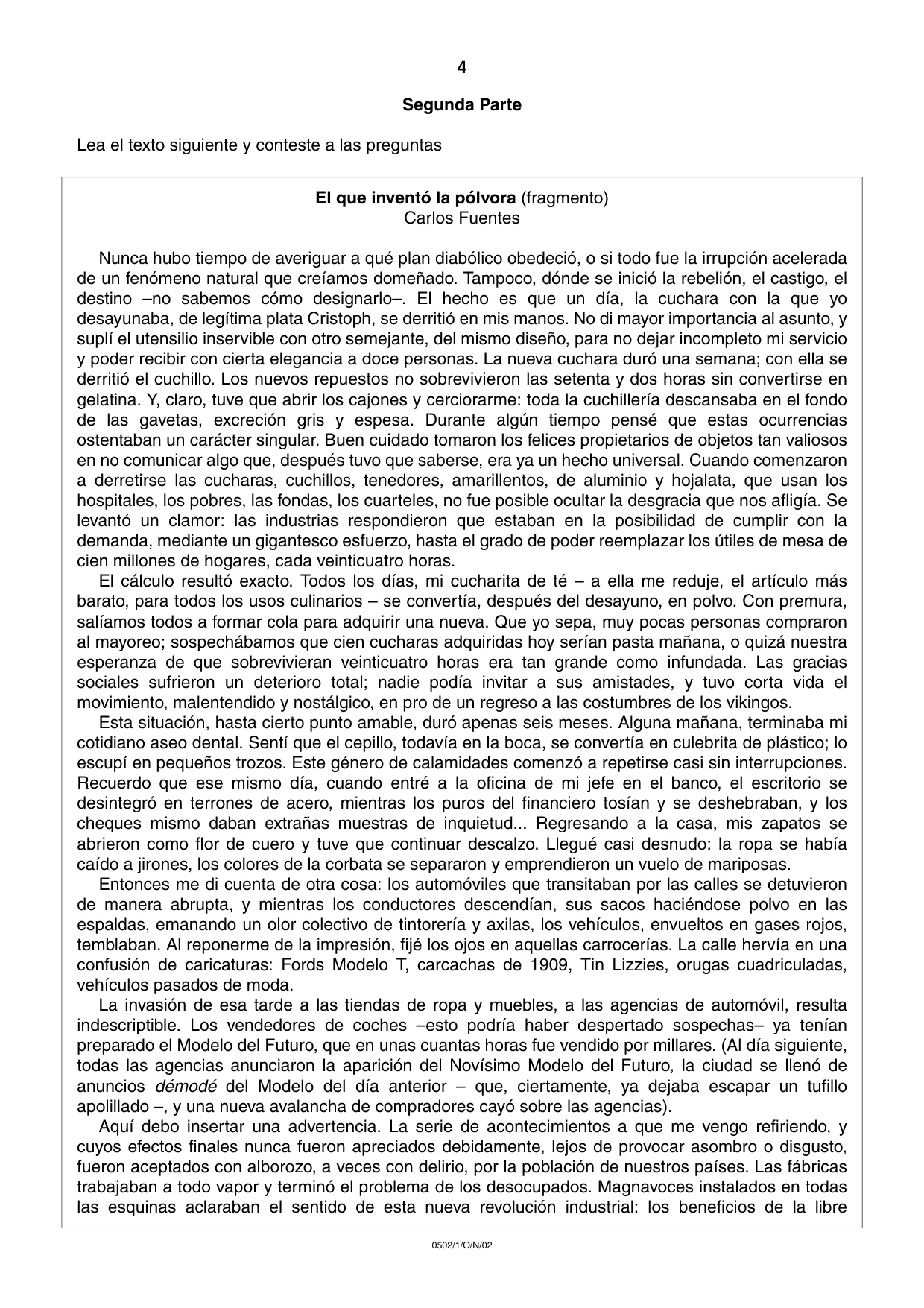 Cambridge IGCSE Spanish - First Language 0502 2002 Oct/Nov Paper 1 · Variant 1 question paper, page 4 of 8