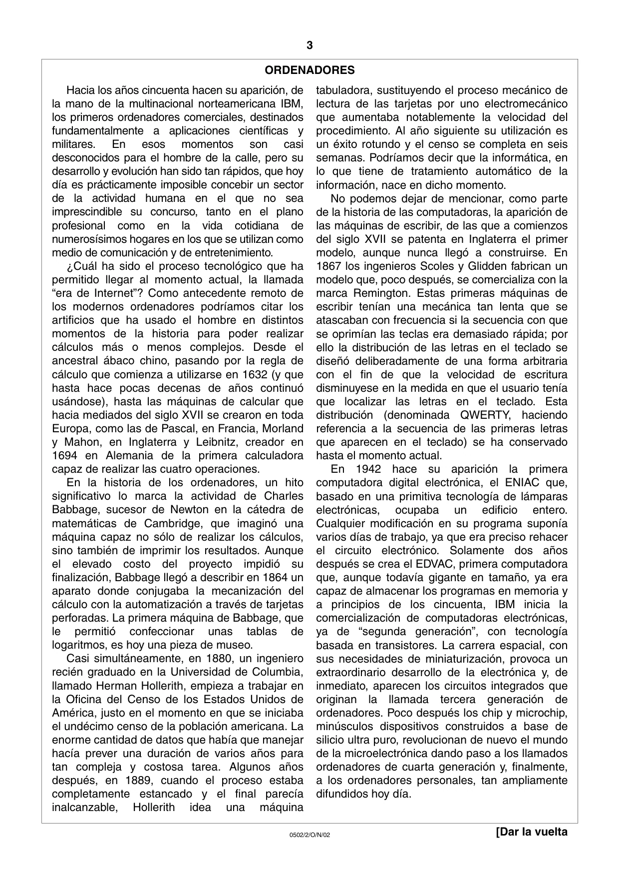 Cambridge IGCSE Spanish - First Language 0502 2002 Oct/Nov Paper 2 · Variant 1 question paper, page 3 of 8