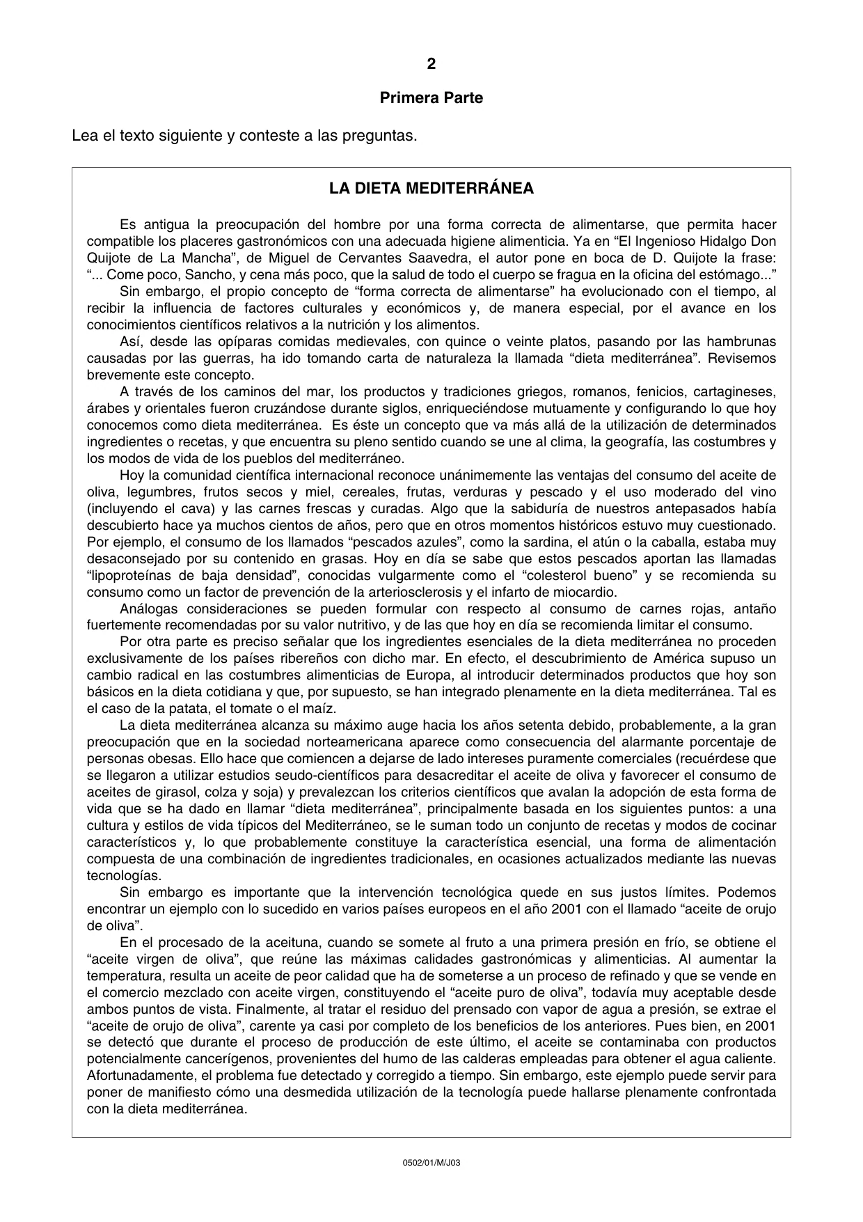 Cambridge IGCSE Spanish - First Language 0502 2003 May/June Paper 1 · Variant 1 question paper, page 2 of 8