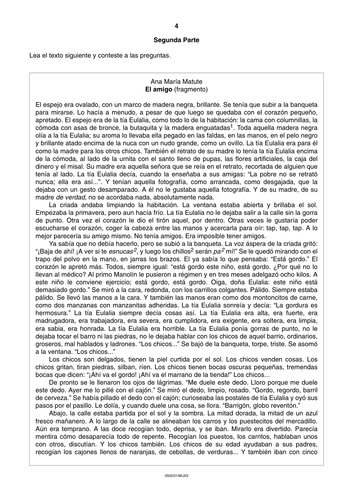 Cambridge IGCSE Spanish - First Language 0502 2003 May/June Paper 1 · Variant 1 question paper, page 4 of 8