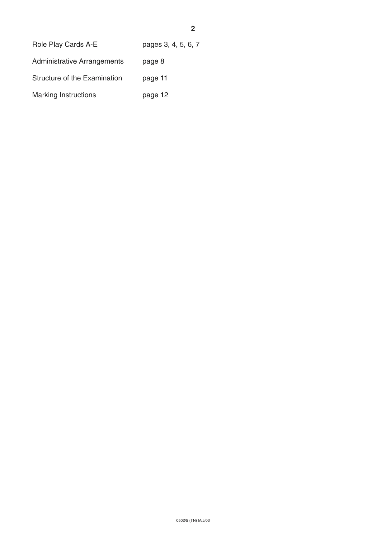 Cambridge IGCSE Spanish - First Language 0502 2003 May/June Paper 5 · Variant 1 question paper, page 2 of 16