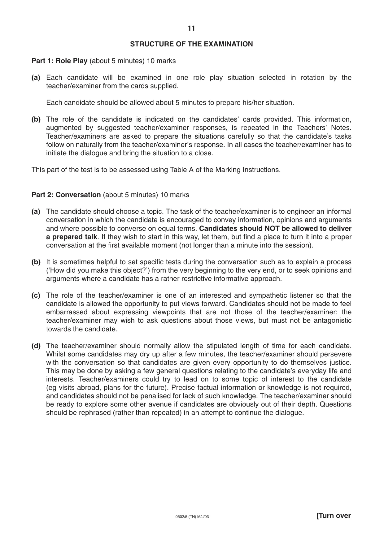 Cambridge IGCSE Spanish - First Language 0502 2003 May/June Paper 5 · Variant 1 question paper, page 11 of 16