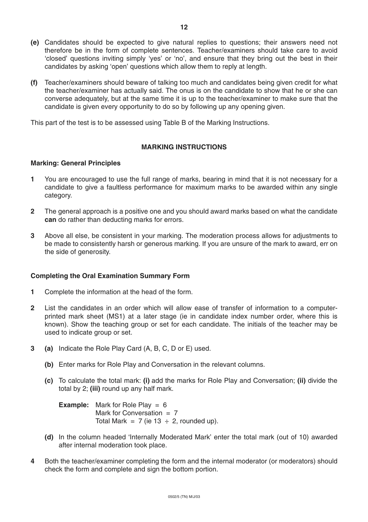 Cambridge IGCSE Spanish - First Language 0502 2003 May/June Paper 5 · Variant 1 question paper, page 12 of 16