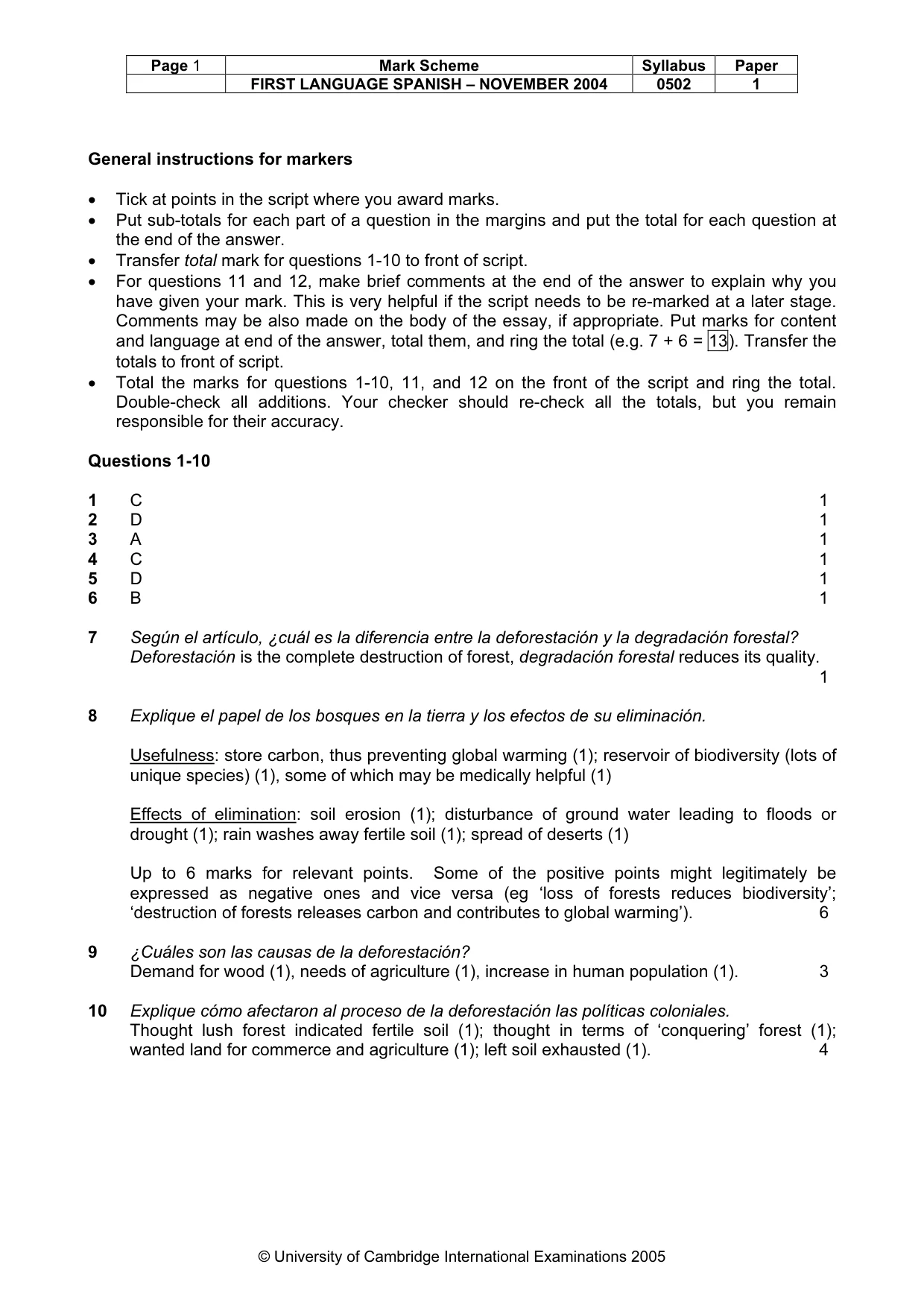 Mark scheme, page 3 of 6