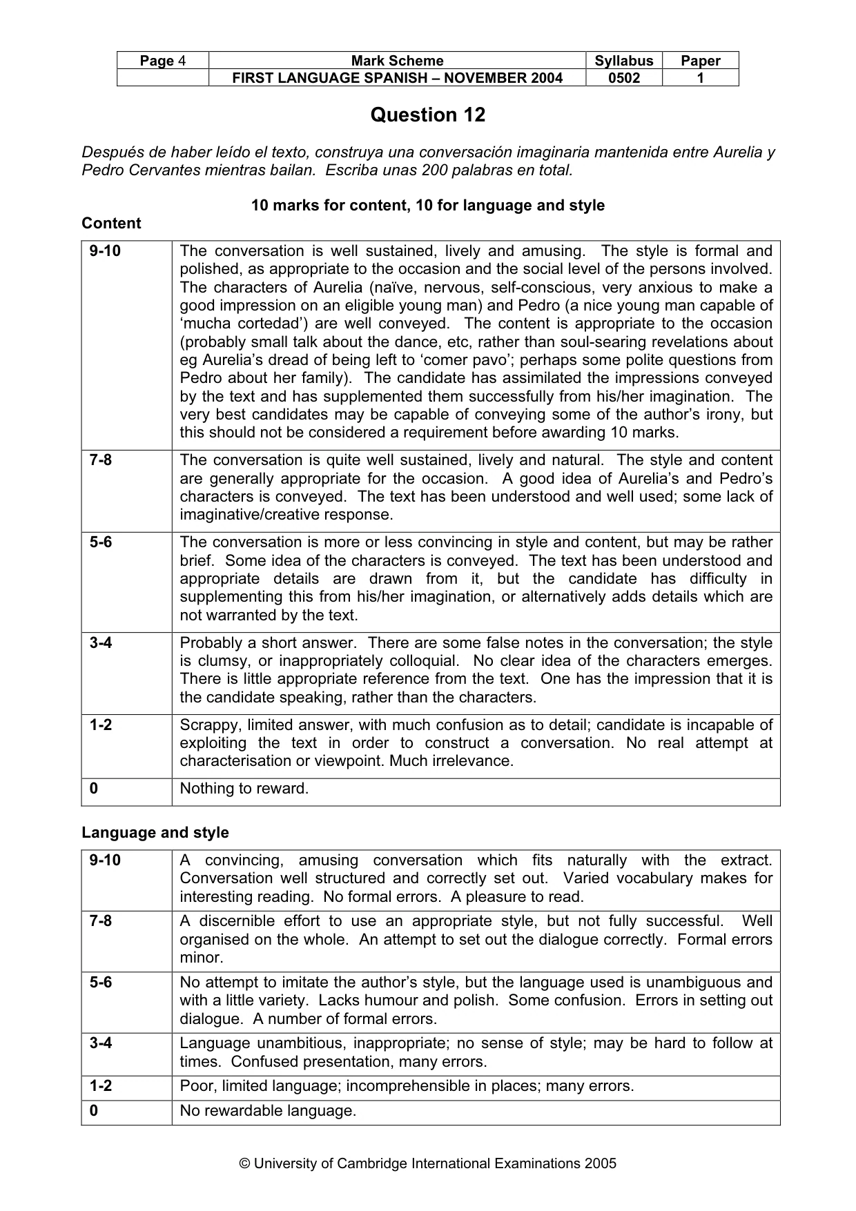 Mark scheme, page 6 of 6