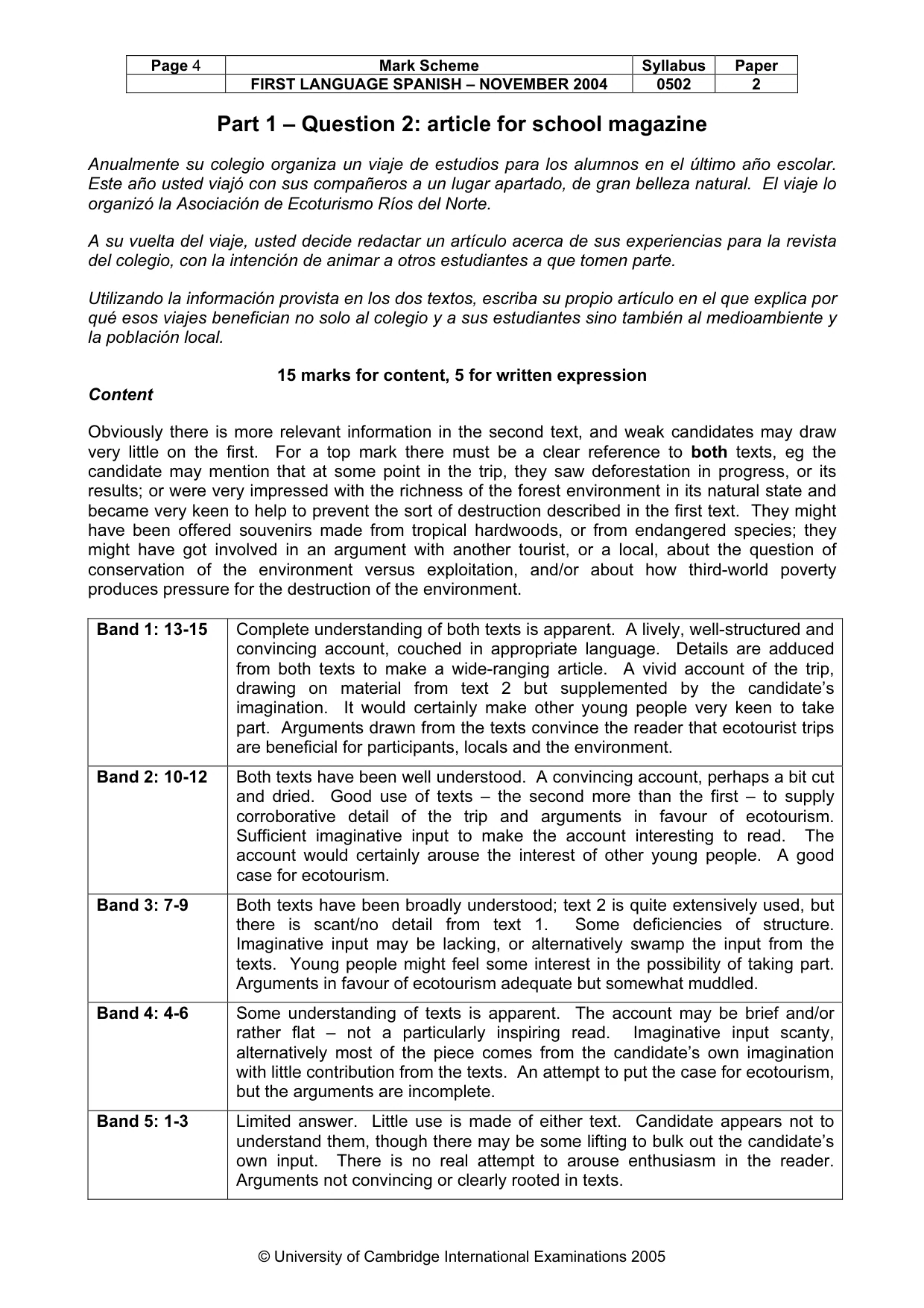 Mark scheme, page 6 of 9