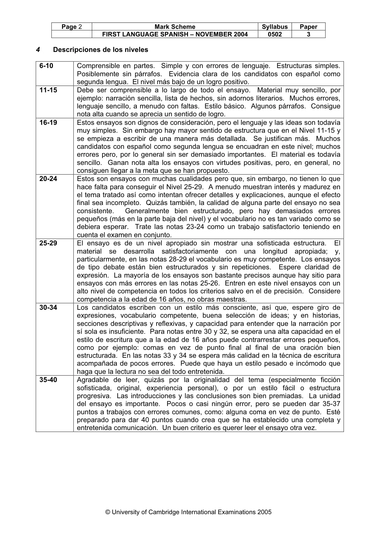Mark scheme, page 4 of 4