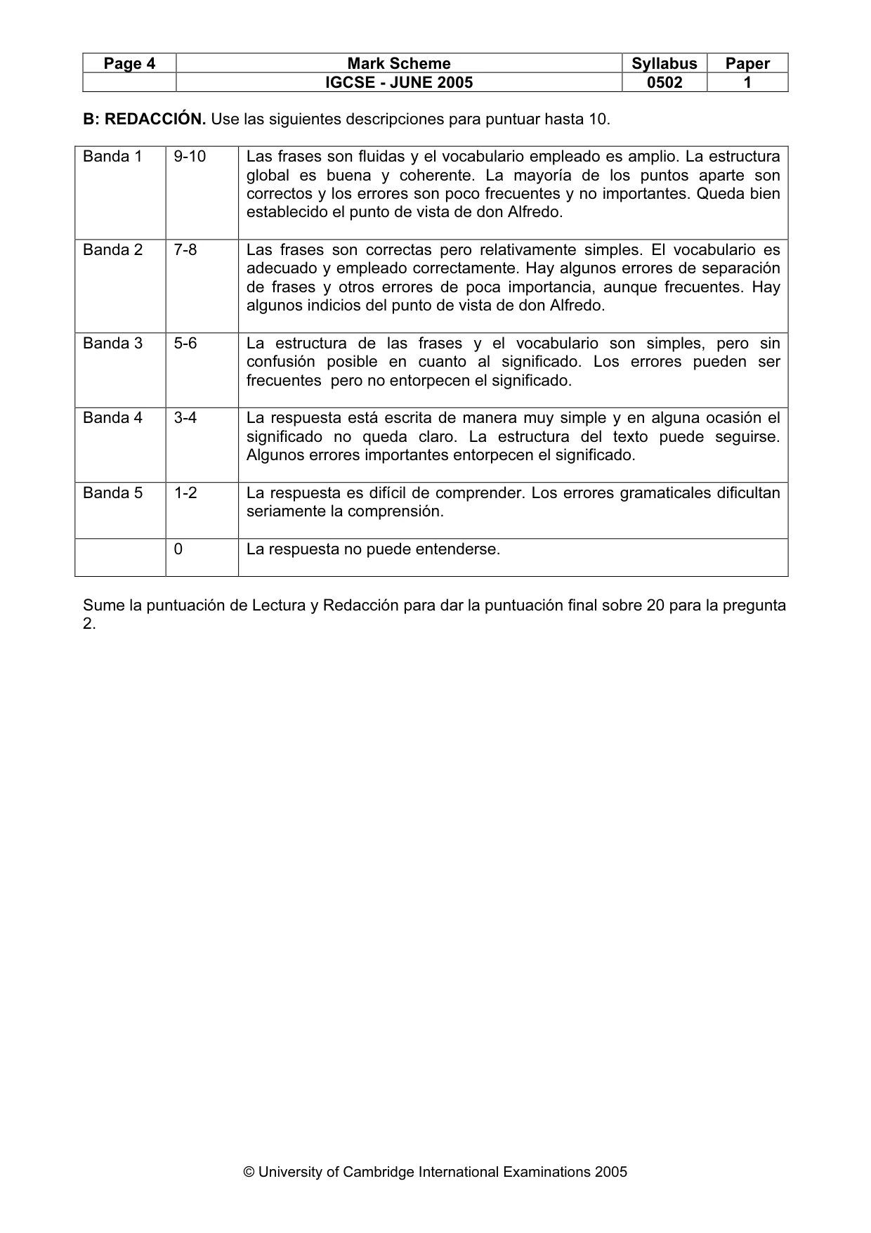 Mark scheme, page 6 of 6